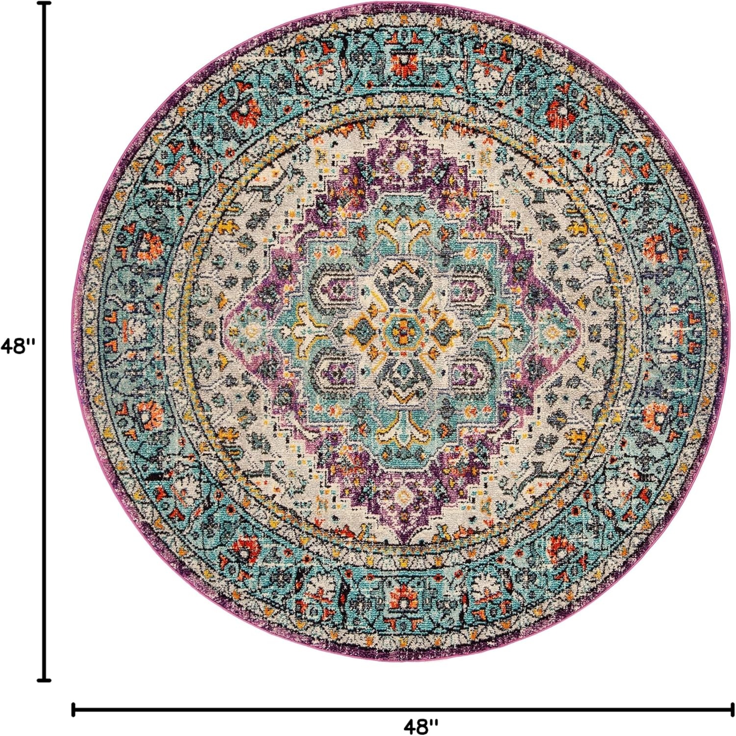 image:imageSAFAVIEH Monaco Collection Area Rug 8 x 10 Violet amp Light Blue Boho Chic Medallion Distressed Design NonShedding amp Easy Care Ideal for High Traffic Areas in Living Room Bedroom MNC251LVioletLight Blue