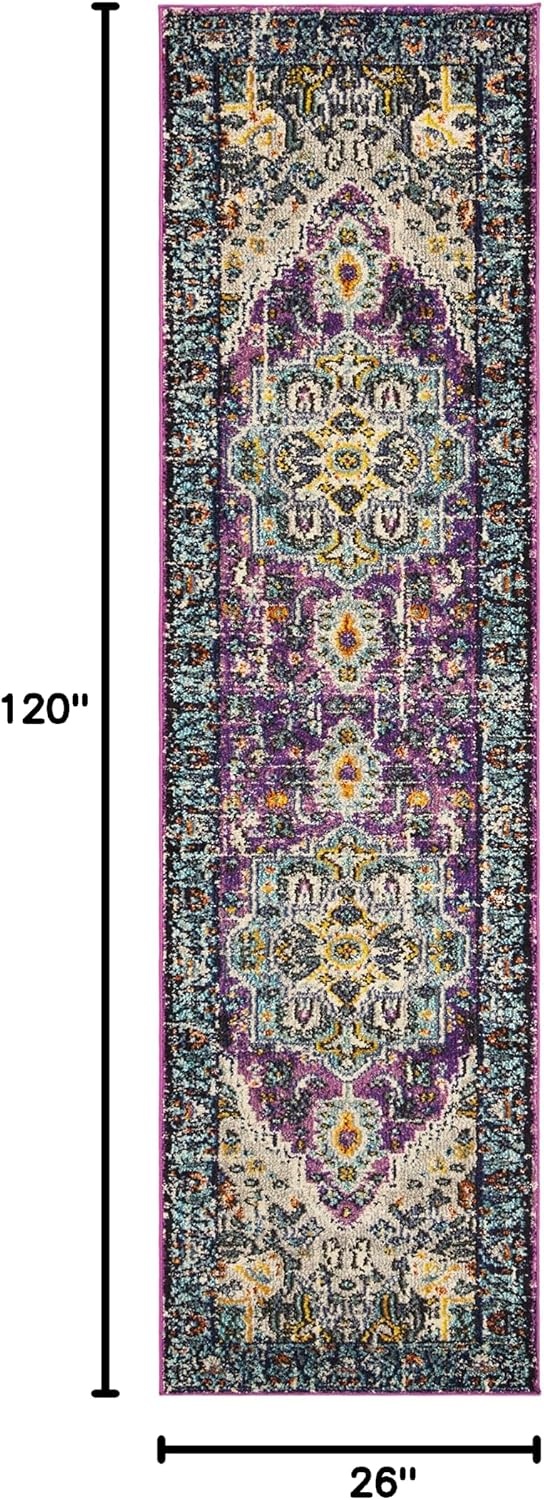image:imageSAFAVIEH Monaco Collection Area Rug 8 x 10 Violet amp Light Blue Boho Chic Medallion Distressed Design NonShedding amp Easy Care Ideal for High Traffic Areas in Living Room Bedroom MNC251LVioletLight Blue