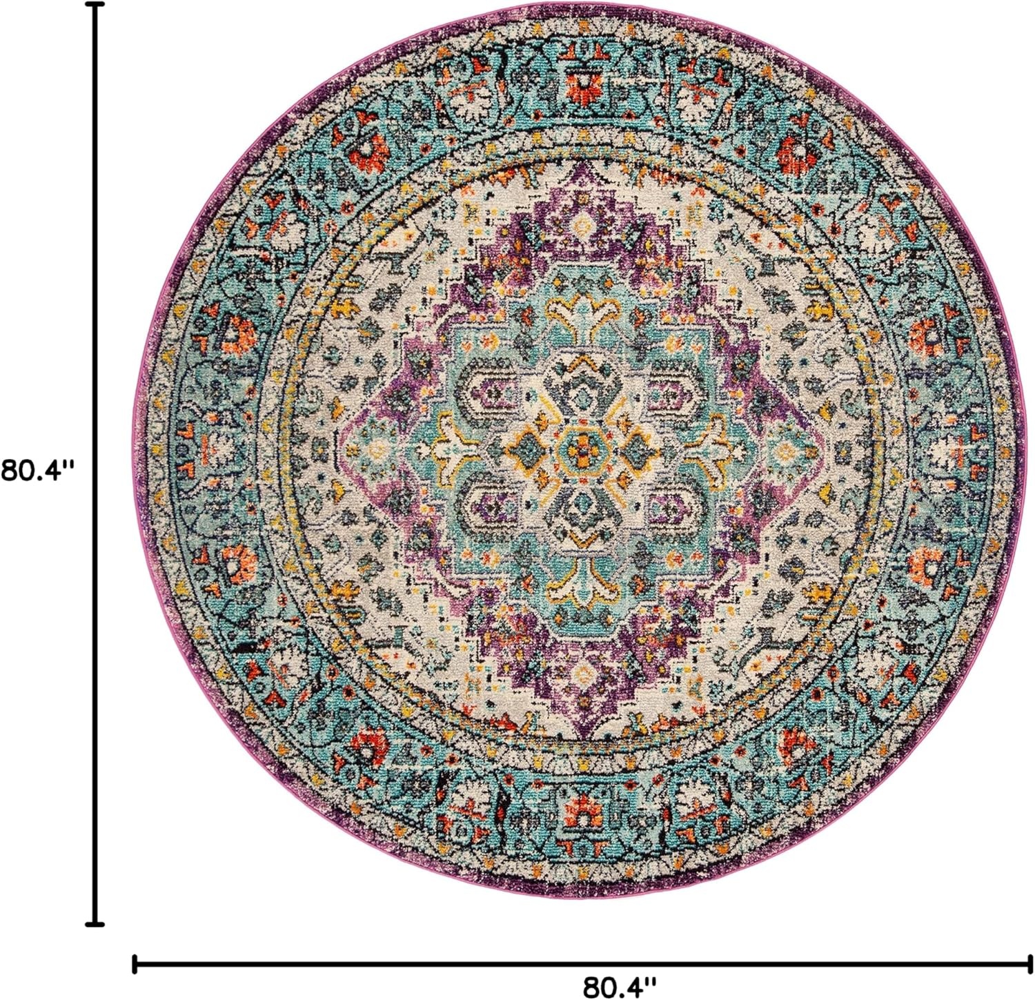image:imageSAFAVIEH Monaco Collection Area Rug 8 x 10 Violet amp Light Blue Boho Chic Medallion Distressed Design NonShedding amp Easy Care Ideal for High Traffic Areas in Living Room Bedroom MNC251LVioletLight Blue