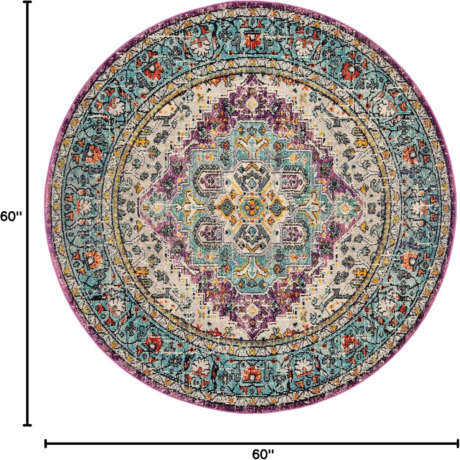 image:imageSAFAVIEH Monaco Collection Area Rug 8 x 10 Violet amp Light Blue Boho Chic Medallion Distressed Design NonShedding amp Easy Care Ideal for High Traffic Areas in Living Room Bedroom MNC251LVioletLight Blue