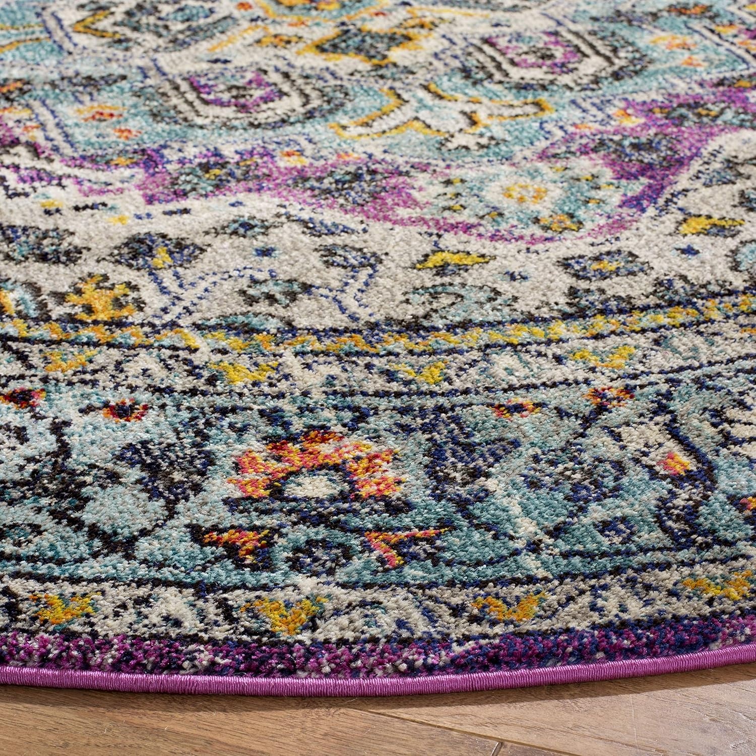 image:imageSAFAVIEH Monaco Collection Area Rug 8 x 10 Violet amp Light Blue Boho Chic Medallion Distressed Design NonShedding amp Easy Care Ideal for High Traffic Areas in Living Room Bedroom MNC251LVioletLight Blue