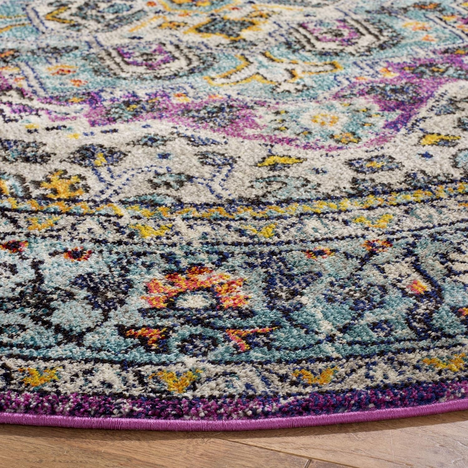 image:imageSAFAVIEH Monaco Collection Area Rug 8 x 10 Violet amp Light Blue Boho Chic Medallion Distressed Design NonShedding amp Easy Care Ideal for High Traffic Areas in Living Room Bedroom MNC251LVioletLight Blue