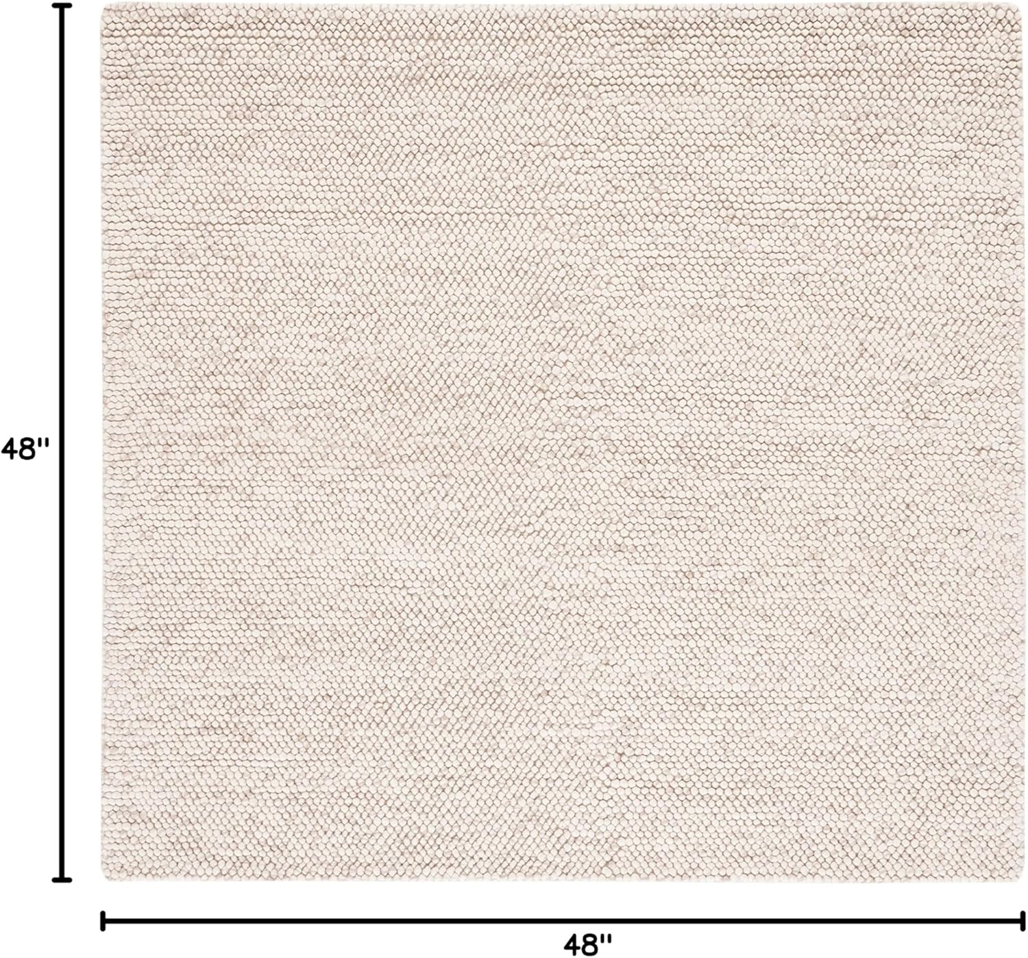 image:imageSAFAVIEH Natura Collection Area Rug 8 Square Beige amp Ivory Handmade Wool Blend Textured Design Ideal for Living Room Bedroom Dining Space NAT425BBeigeIvory