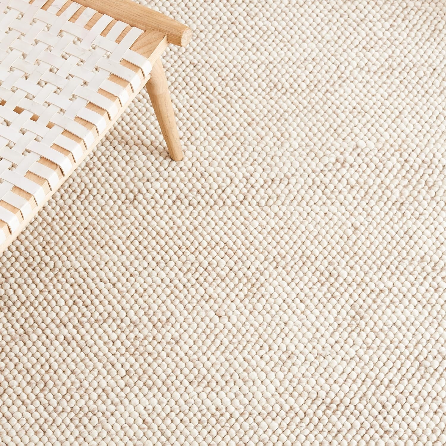 image:imageSAFAVIEH Natura Collection Area Rug 8 Square Beige amp Ivory Handmade Wool Blend Textured Design Ideal for Living Room Bedroom Dining Space NAT425BBeigeIvory