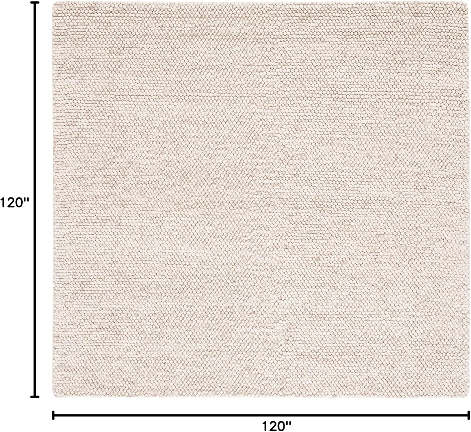 image:imageSAFAVIEH Natura Collection Area Rug 8 Square Beige amp Ivory Handmade Wool Blend Textured Design Ideal for Living Room Bedroom Dining Space NAT425BBeigeIvory