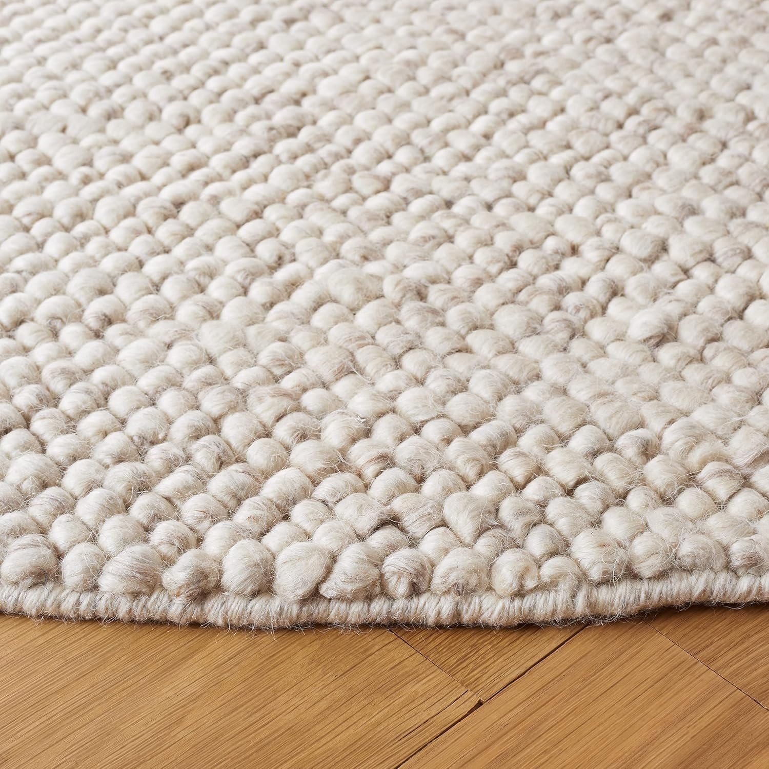 image:imageSAFAVIEH Natura Collection Area Rug 8 Square Beige amp Ivory Handmade Wool Blend Textured Design Ideal for Living Room Bedroom Dining Space NAT425BBeigeIvory