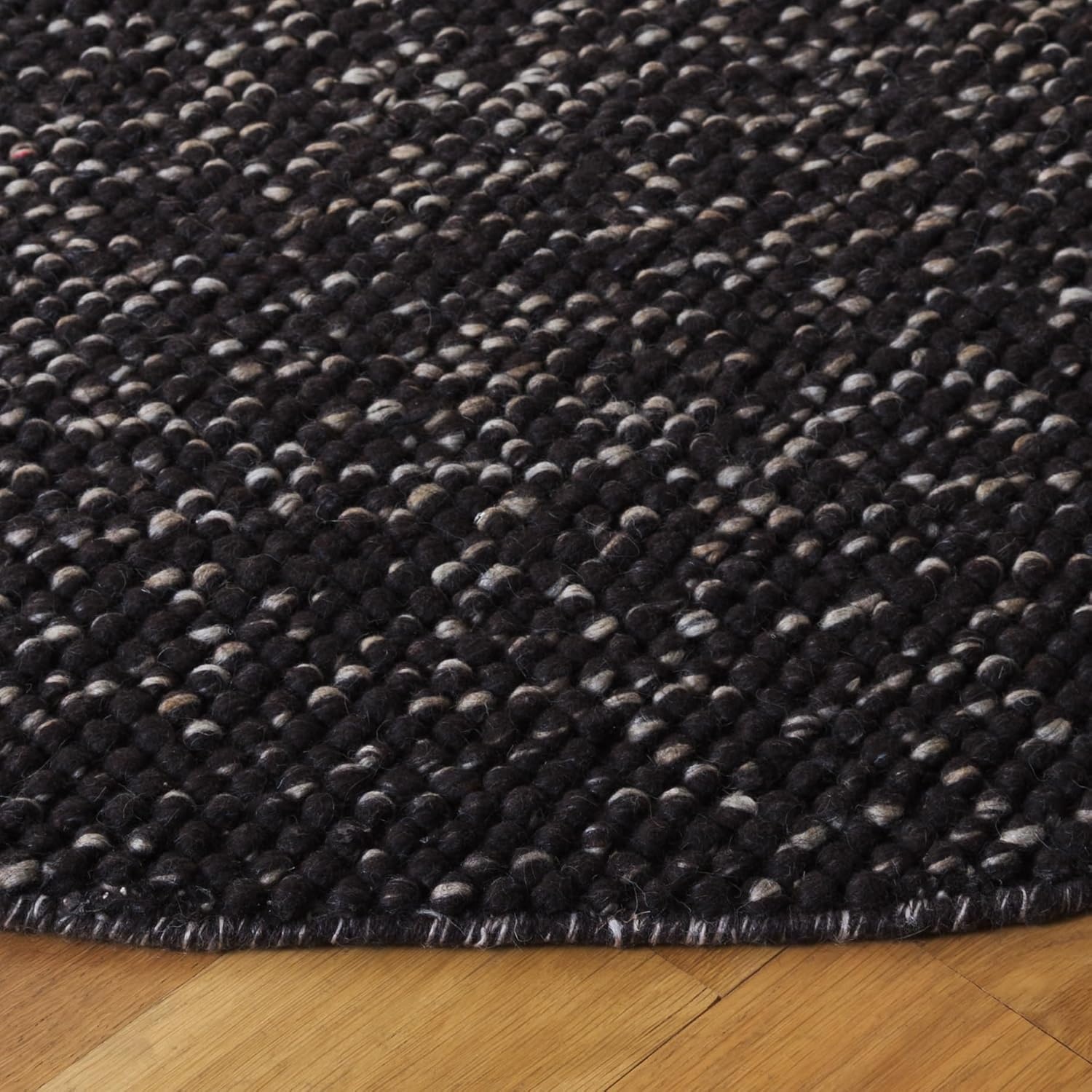 image:imageSAFAVIEH Natura Collection Area Rug 8 Square Beige amp Ivory Handmade Wool Blend Textured Design Ideal for Living Room Bedroom Dining Space NAT425BBlackGrey