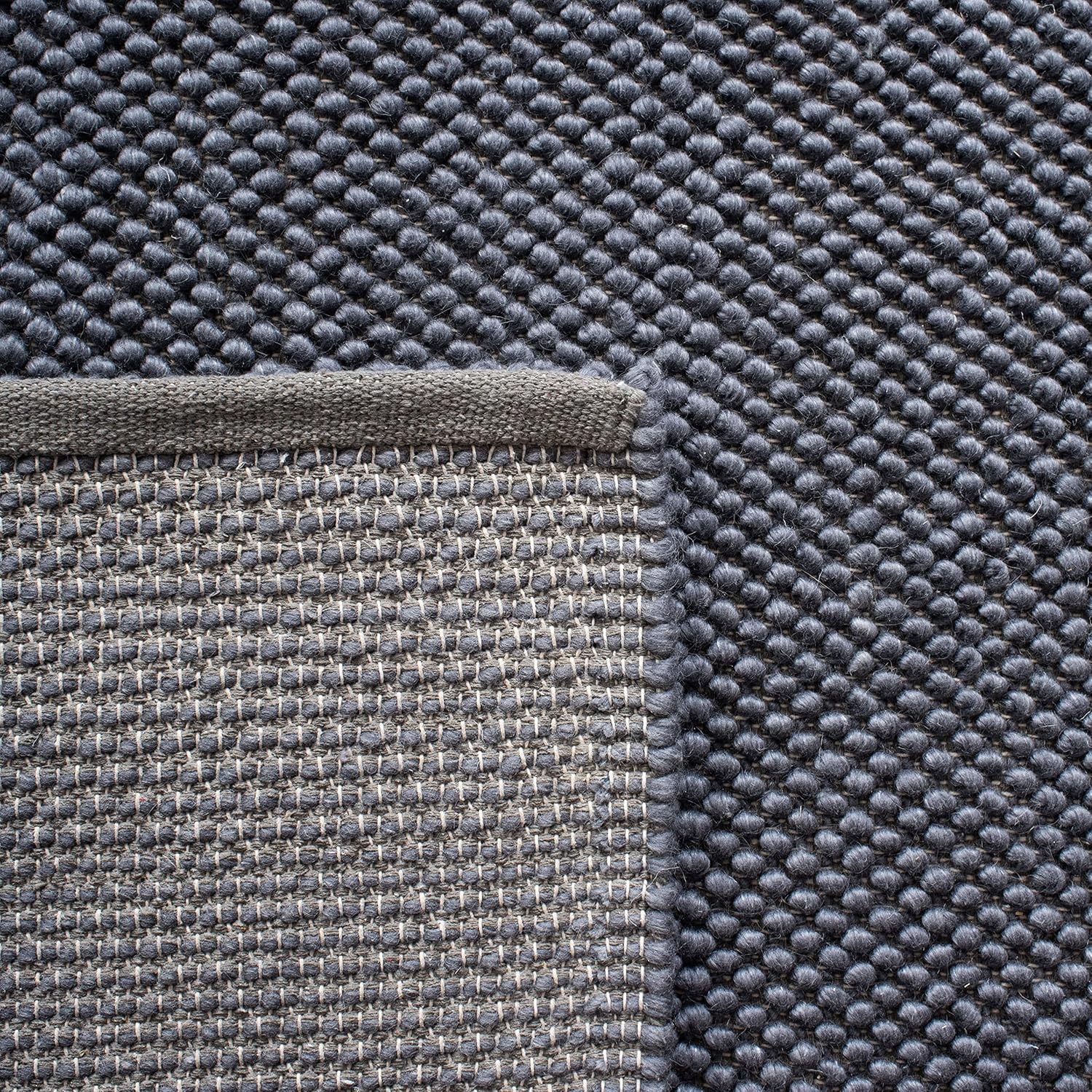 image:imageSAFAVIEH Natura Collection Area Rug 8 Square Beige amp Ivory Handmade Wool Blend Textured Design Ideal for Living Room Bedroom Dining Space NAT425BDark Grey