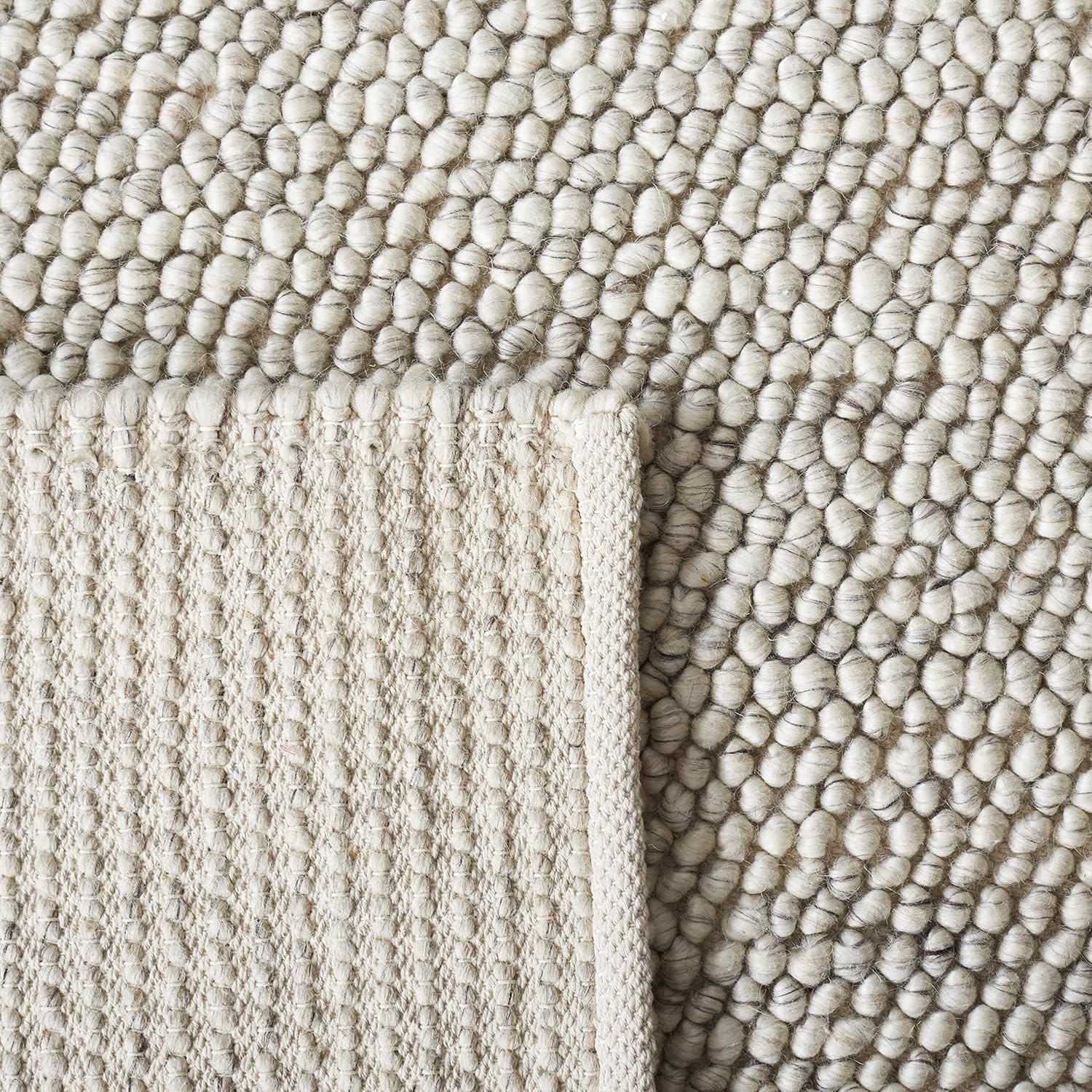 image:imageSAFAVIEH Natura Collection Area Rug 8 Square Beige amp Ivory Handmade Wool Blend Textured Design Ideal for Living Room Bedroom Dining Space NAT425BGreyIvory