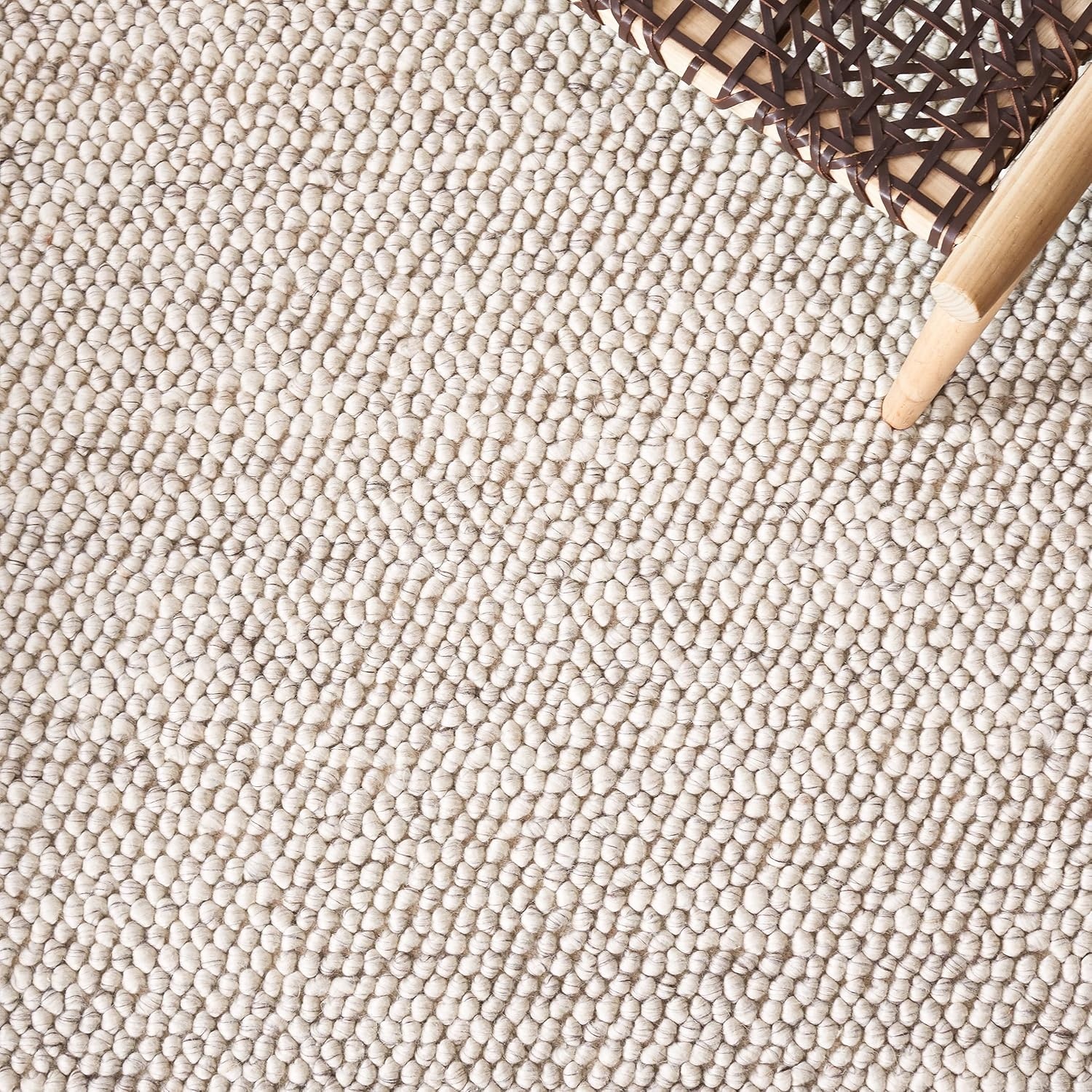 image:imageSAFAVIEH Natura Collection Area Rug 8 Square Beige amp Ivory Handmade Wool Blend Textured Design Ideal for Living Room Bedroom Dining Space NAT425BGreyIvory