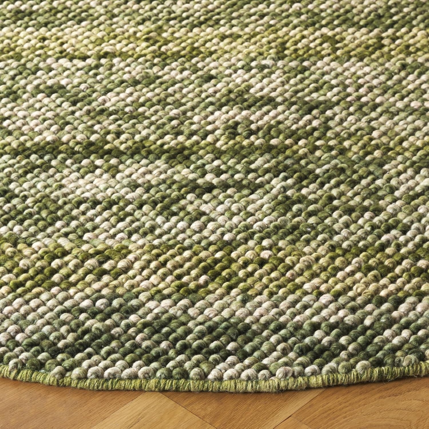 image:imageSAFAVIEH Natura Collection Area Rug 8 Square Beige amp Ivory Handmade Wool Blend Textured Design Ideal for Living Room Bedroom Dining Space NAT425BGreenIvory