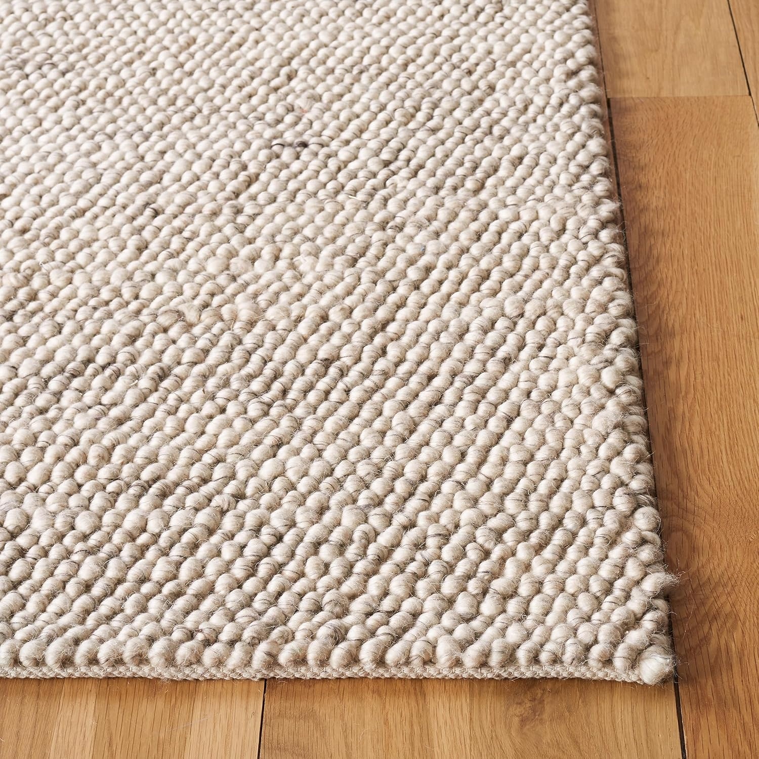 image:imageSAFAVIEH Natura Collection Area Rug 8 Square Beige amp Ivory Handmade Wool Blend Textured Design Ideal for Living Room Bedroom Dining Space NAT425BGreyIvory