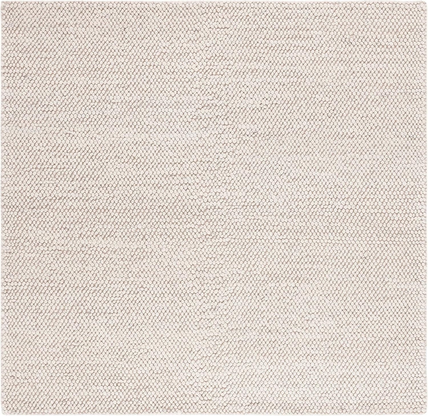 image:imageSAFAVIEH Natura Collection Area Rug 8 Square Beige amp Ivory Handmade Wool Blend Textured Design Ideal for Living Room Bedroom Dining Space NAT425BGreyIvory