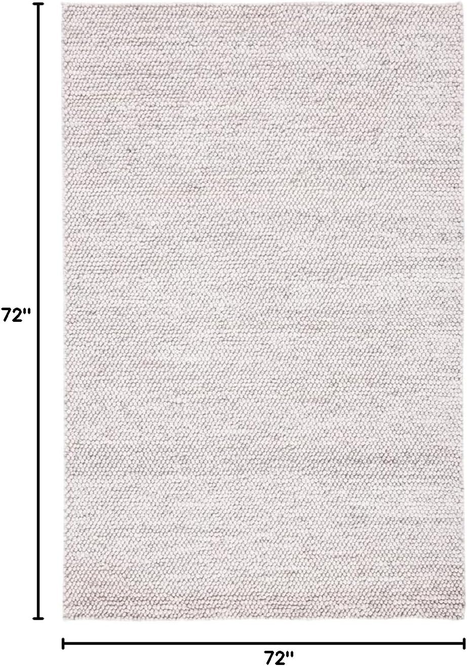 image:imageSAFAVIEH Natura Collection Area Rug 8 Square Beige amp Ivory Handmade Wool Blend Textured Design Ideal for Living Room Bedroom Dining Space NAT425BGreyIvory