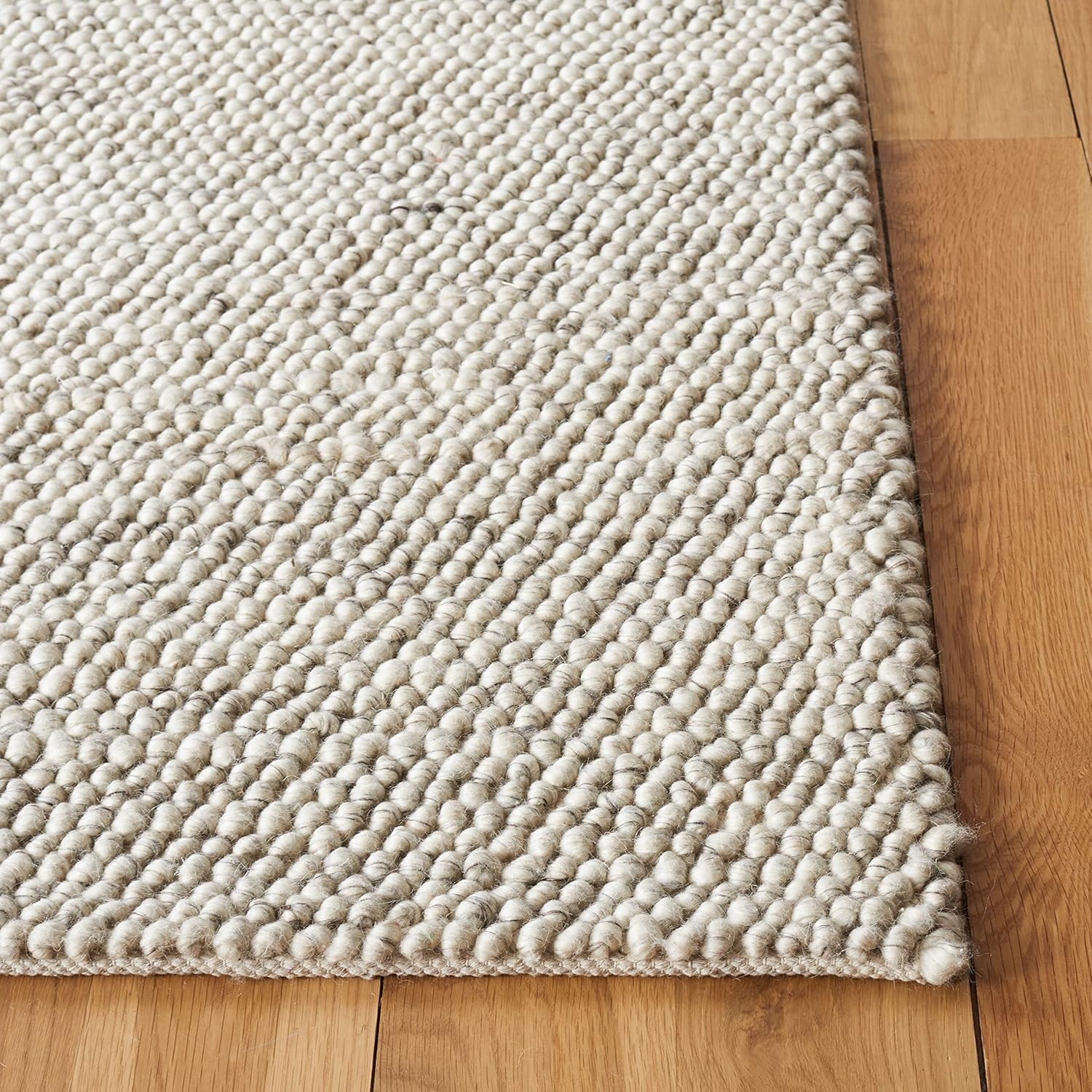 image:imageSAFAVIEH Natura Collection Area Rug 8 Square Beige amp Ivory Handmade Wool Blend Textured Design Ideal for Living Room Bedroom Dining Space NAT425BGreyIvory