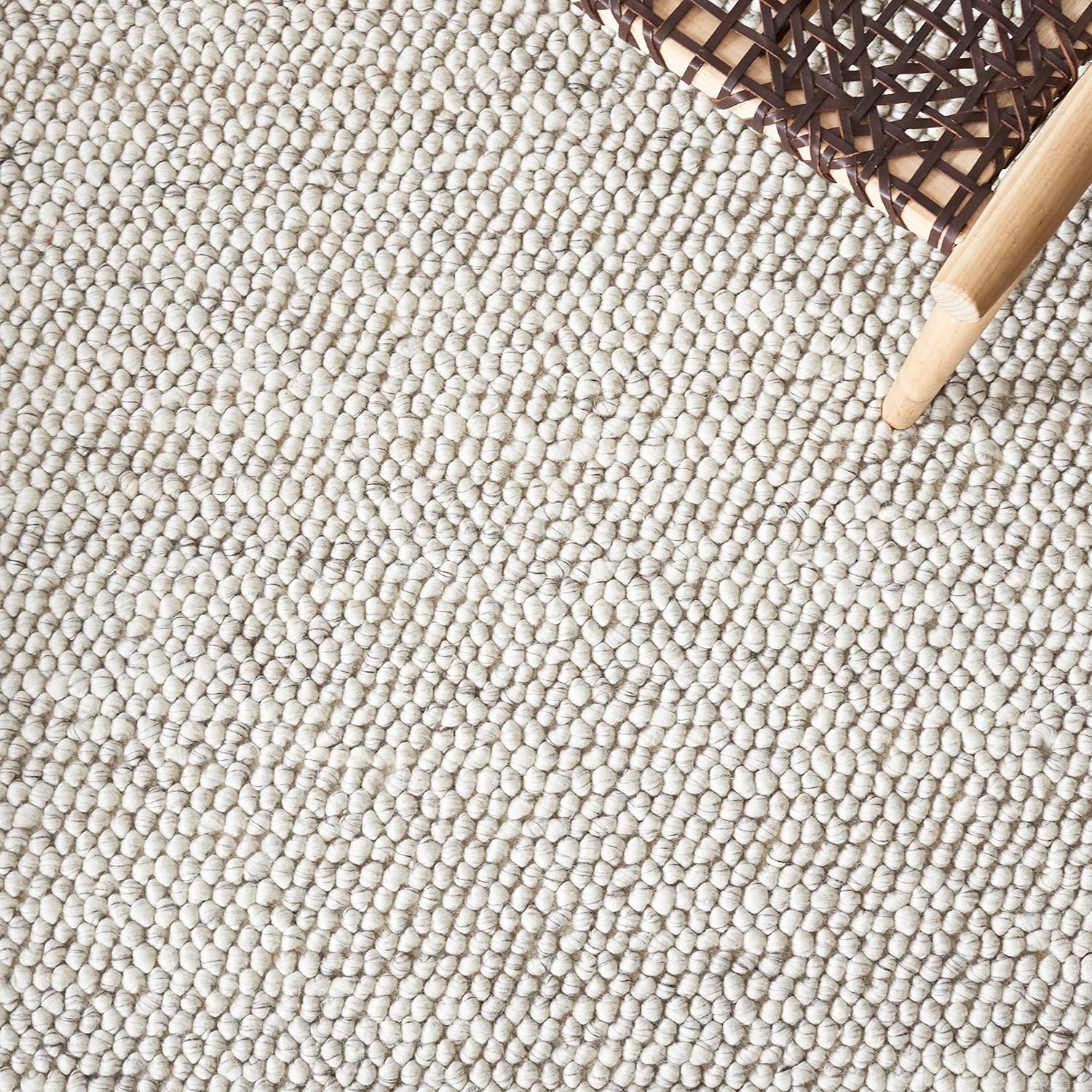 image:imageSAFAVIEH Natura Collection Area Rug 8 Square Beige amp Ivory Handmade Wool Blend Textured Design Ideal for Living Room Bedroom Dining Space NAT425BGreyIvory