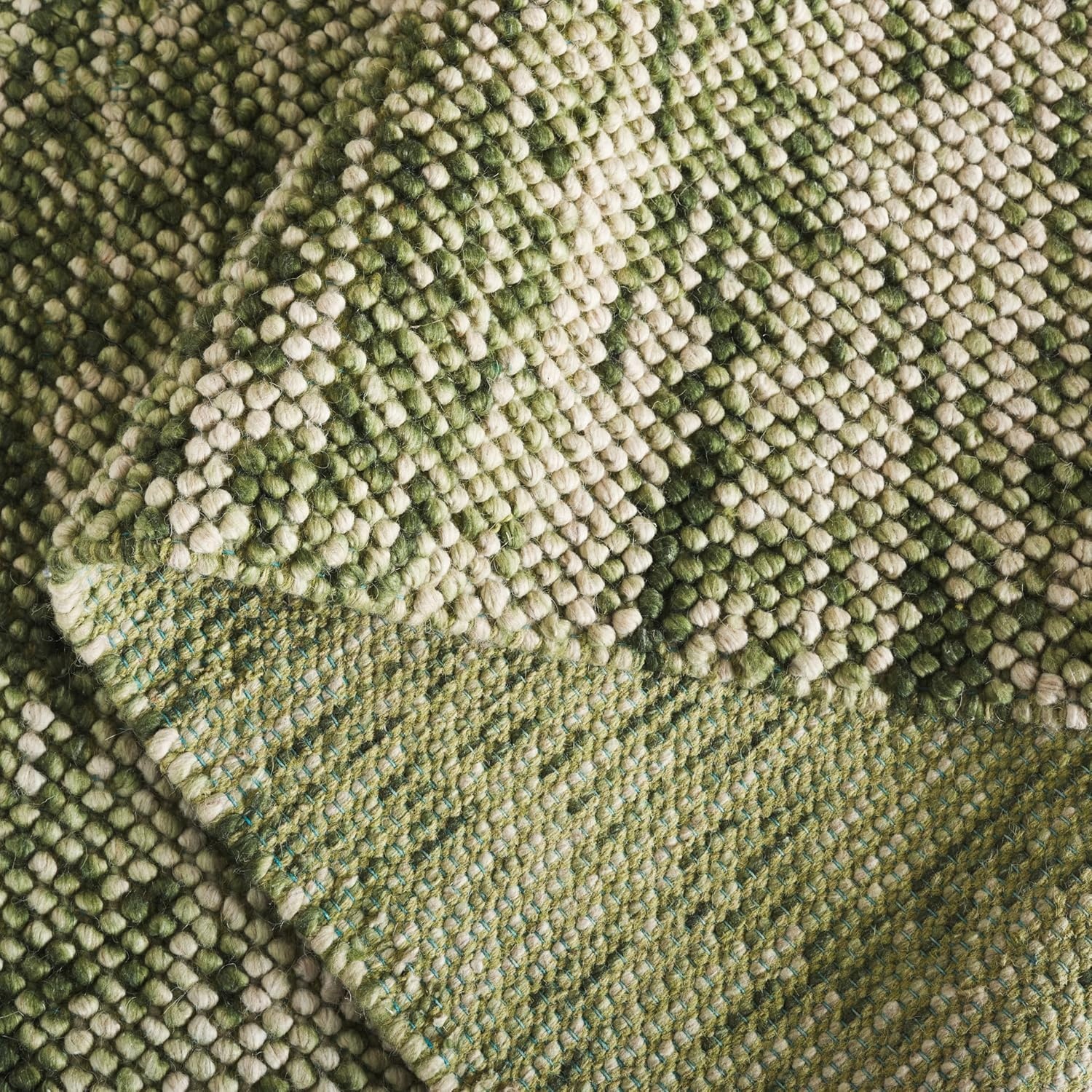 image:imageSAFAVIEH Natura Collection Area Rug 8 Square Beige amp Ivory Handmade Wool Blend Textured Design Ideal for Living Room Bedroom Dining Space NAT425BGreenIvory