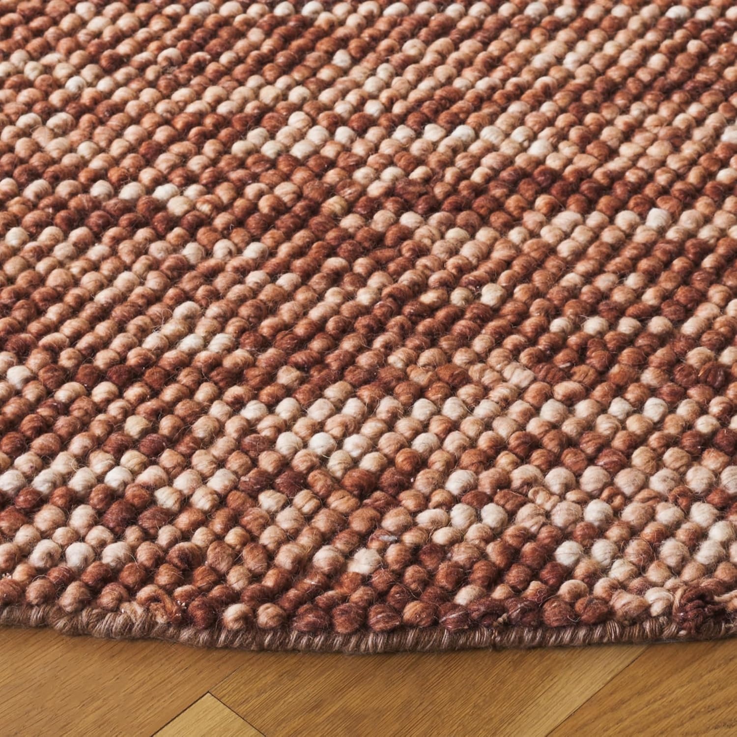 image:imageSAFAVIEH Natura Collection Area Rug 8 Square Beige amp Ivory Handmade Wool Blend Textured Design Ideal for Living Room Bedroom Dining Space NAT425BRustBrown