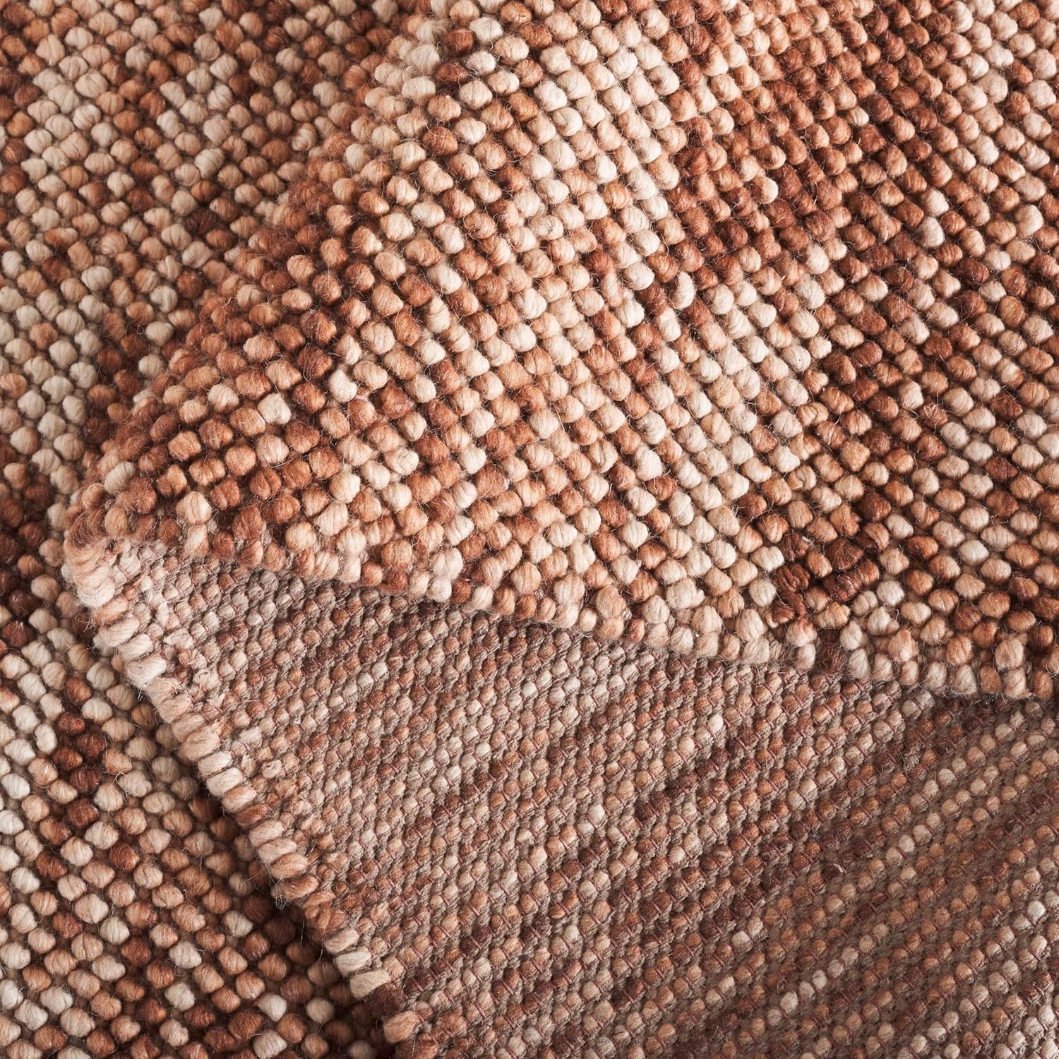 image:imageSAFAVIEH Natura Collection Area Rug 8 Square Beige amp Ivory Handmade Wool Blend Textured Design Ideal for Living Room Bedroom Dining Space NAT425BRustBrown