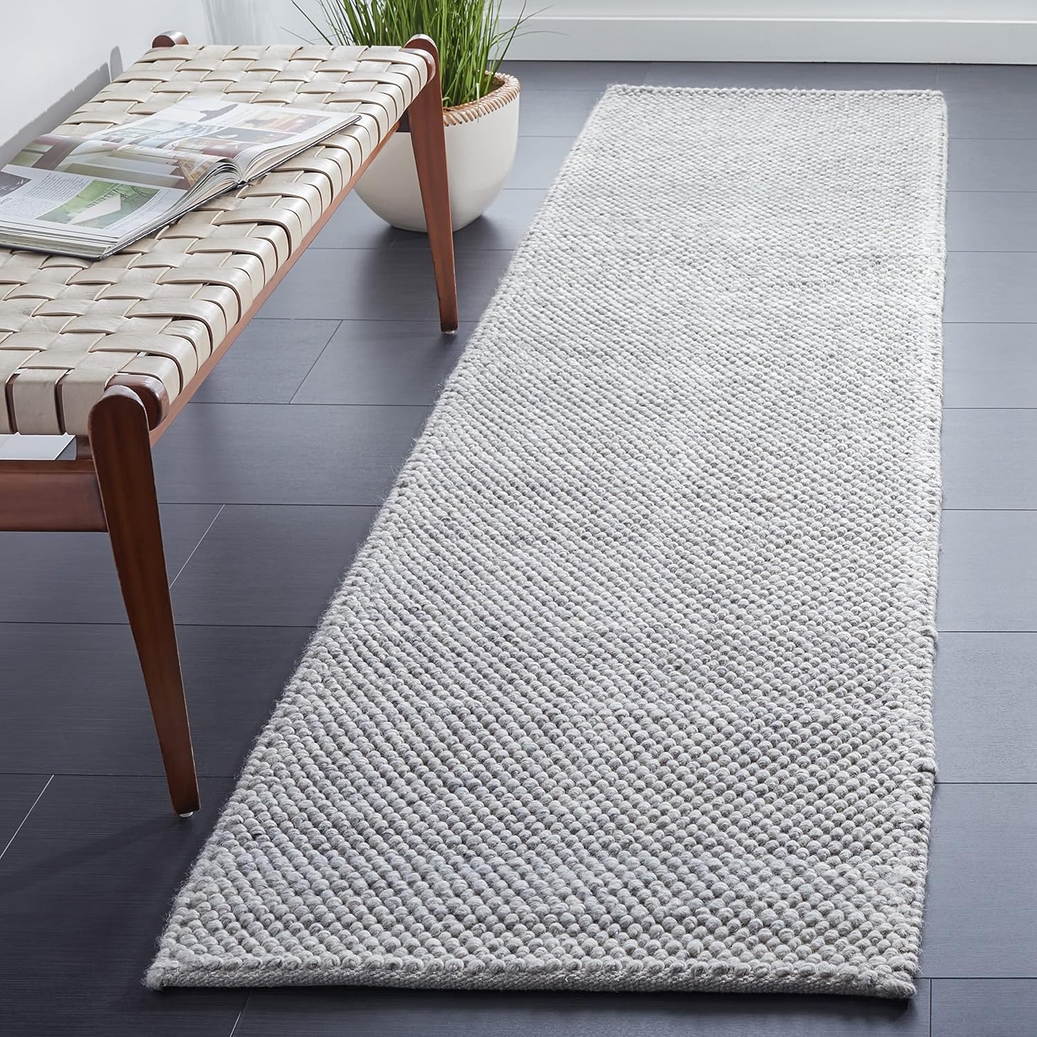 image:imageSAFAVIEH Natura Collection Area Rug 8 Square Beige amp Ivory Handmade Wool Blend Textured Design Ideal for Living Room Bedroom Dining Space NAT425BSilver