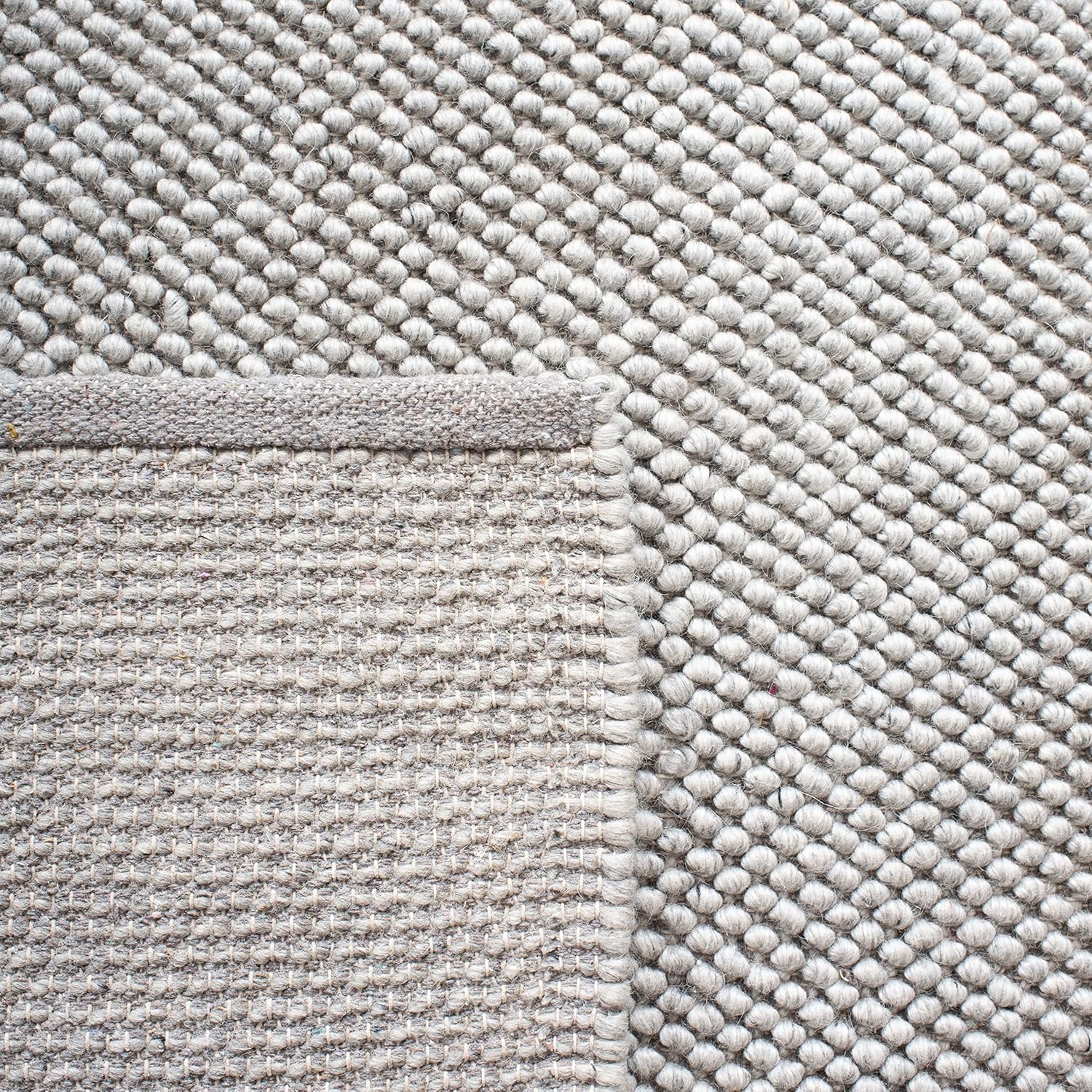image:imageSAFAVIEH Natura Collection Area Rug 8 Square Beige amp Ivory Handmade Wool Blend Textured Design Ideal for Living Room Bedroom Dining Space NAT425BSilver