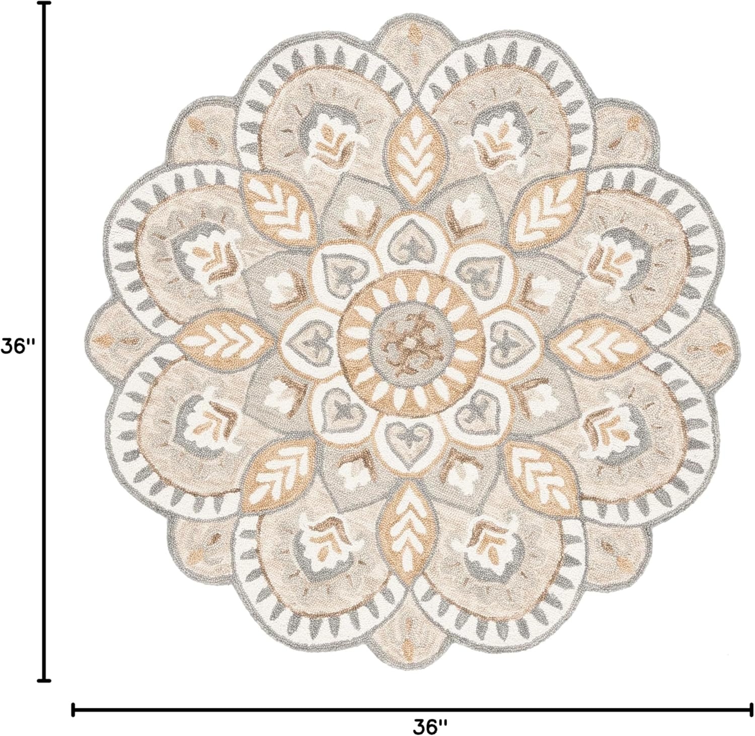 image:imageSAFAVIEH Novelty Collection 3 Round IvoryBlue NOV604M Handmade Boho Floral Premium Wool Entryway Foyer Living Room Bedroom Kitchen Area RugIvoryBeige