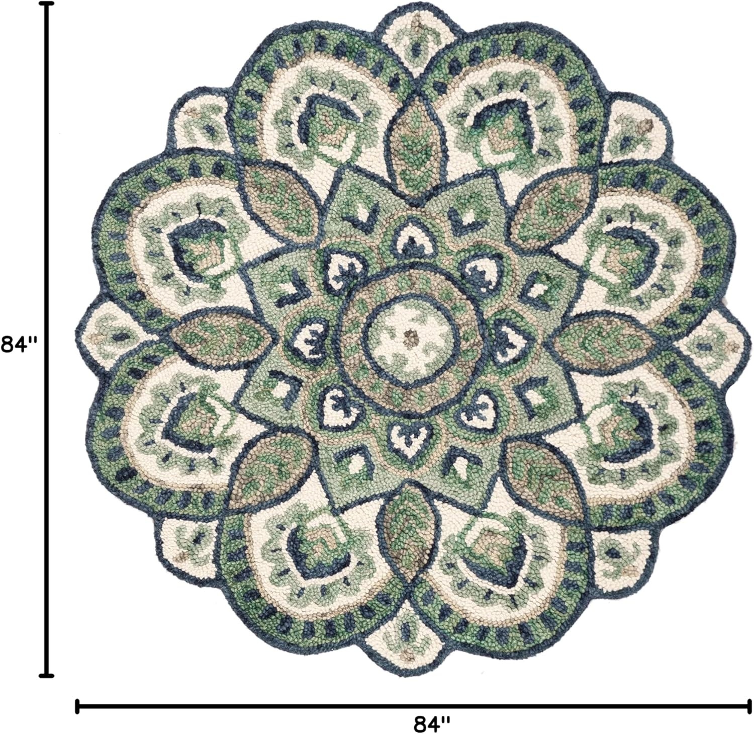 image:imageSAFAVIEH Novelty Collection 3 Round IvoryBlue NOV604M Handmade Boho Floral Premium Wool Entryway Foyer Living Room Bedroom Kitchen Area RugIvoryBlue