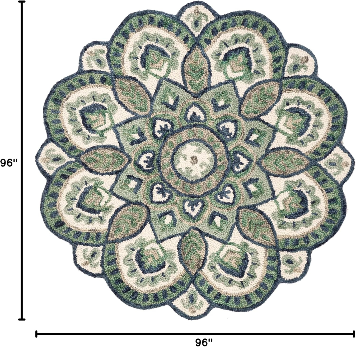 image:imageSAFAVIEH Novelty Collection 3 Round IvoryBlue NOV604M Handmade Boho Floral Premium Wool Entryway Foyer Living Room Bedroom Kitchen Area RugIvoryBlue