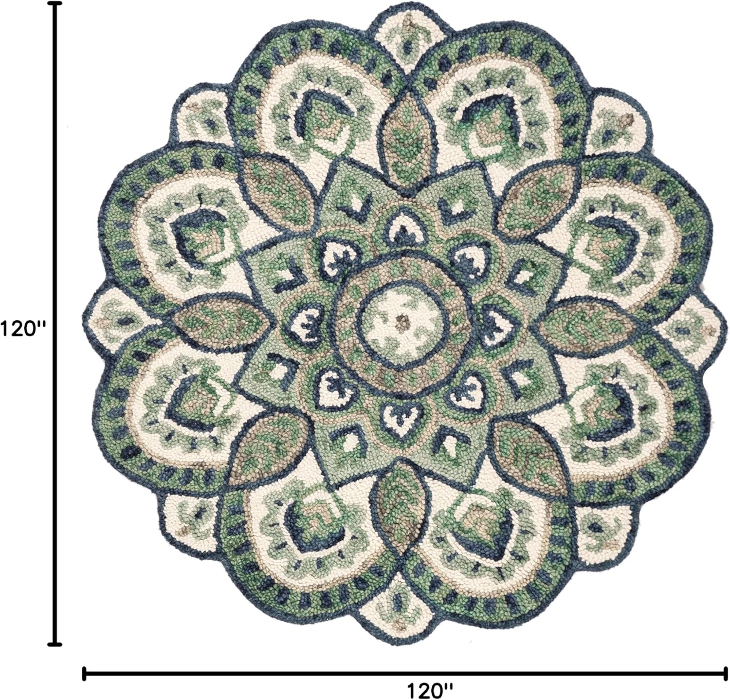 image:imageSAFAVIEH Novelty Collection 3 Round IvoryBlue NOV604M Handmade Boho Floral Premium Wool Entryway Foyer Living Room Bedroom Kitchen Area RugIvoryBlue