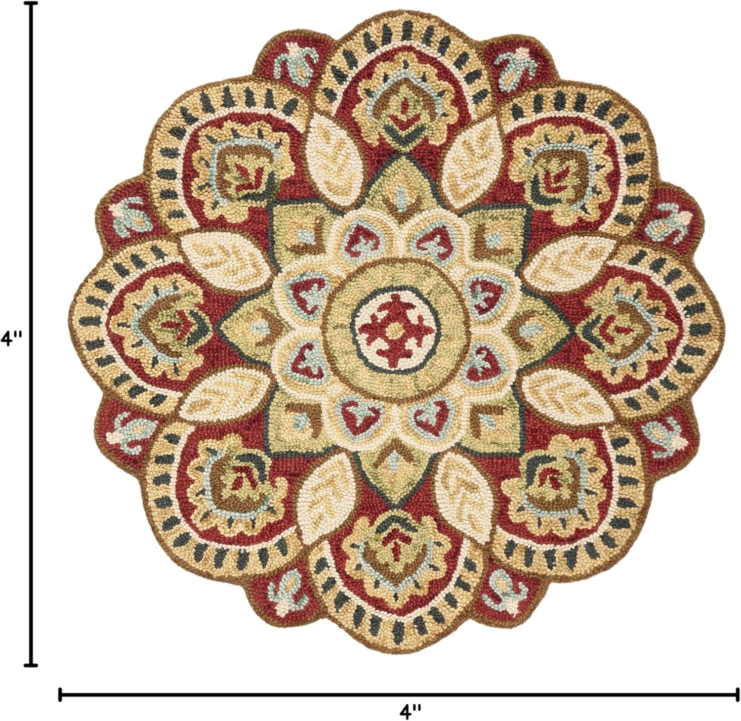 image:imageSAFAVIEH Novelty Collection 3 Round IvoryBlue NOV604M Handmade Boho Floral Premium Wool Entryway Foyer Living Room Bedroom Kitchen Area RugRedTaupe