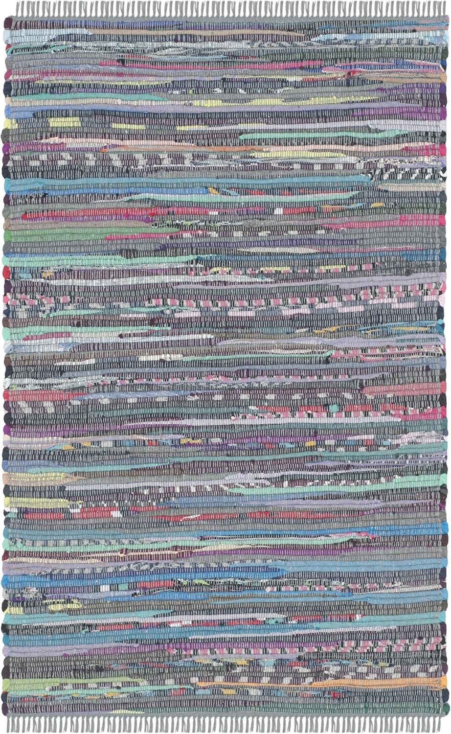 image:imageSAFAVIEH Rag Rug Collection Area Rug 8 x 10 Ivory amp Multi Handmade Boho Stripe Cotton Ideal for High Traffic Areas in Living Room Bedroom RAR121GAquaMulti