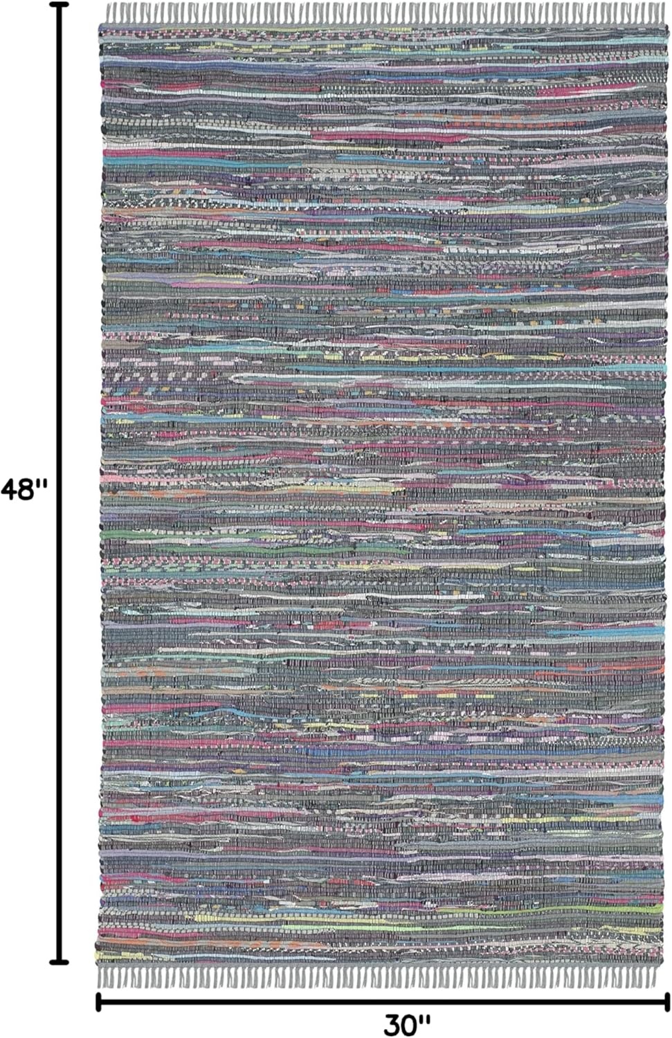 image:imageSAFAVIEH Rag Rug Collection Area Rug 8 x 10 Ivory amp Multi Handmade Boho Stripe Cotton Ideal for High Traffic Areas in Living Room Bedroom RAR121GAquaMulti