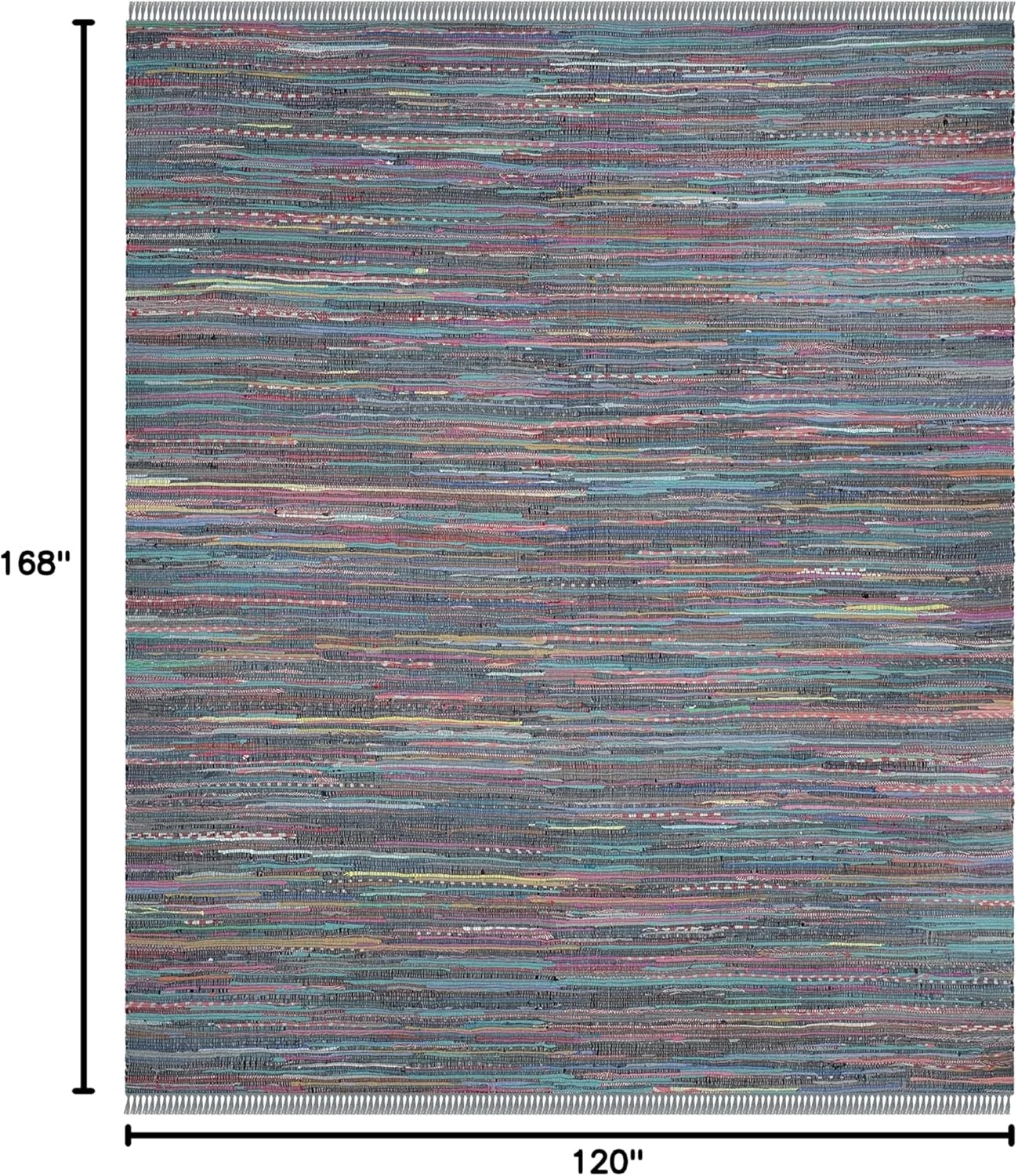 image:imageSAFAVIEH Rag Rug Collection Area Rug 8 x 10 Ivory amp Multi Handmade Boho Stripe Cotton Ideal for High Traffic Areas in Living Room Bedroom RAR121GAquaMulti