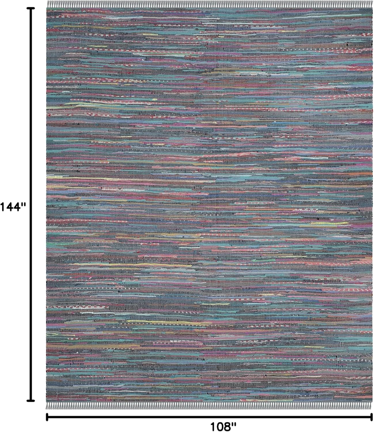 image:imageSAFAVIEH Rag Rug Collection Area Rug 8 x 10 Ivory amp Multi Handmade Boho Stripe Cotton Ideal for High Traffic Areas in Living Room Bedroom RAR121GAquaMulti