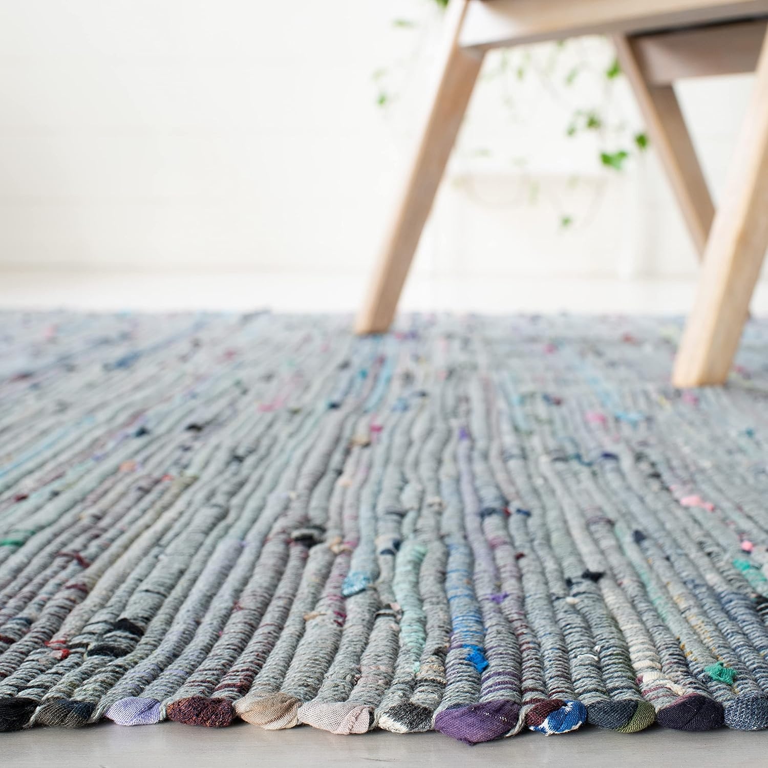 image:imageSAFAVIEH Rag Rug Collection Area Rug 8 x 10 Ivory amp Multi Handmade Boho Stripe Cotton Ideal for High Traffic Areas in Living Room Bedroom RAR121GAquaMulti