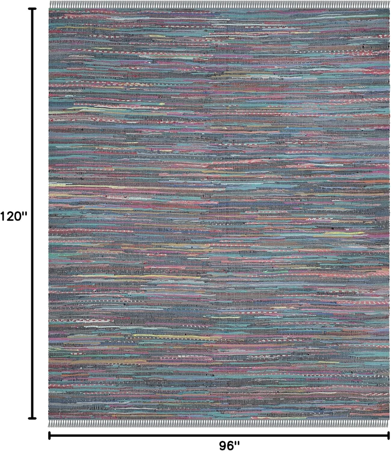 image:imageSAFAVIEH Rag Rug Collection Area Rug 8 x 10 Ivory amp Multi Handmade Boho Stripe Cotton Ideal for High Traffic Areas in Living Room Bedroom RAR121GAquaMulti