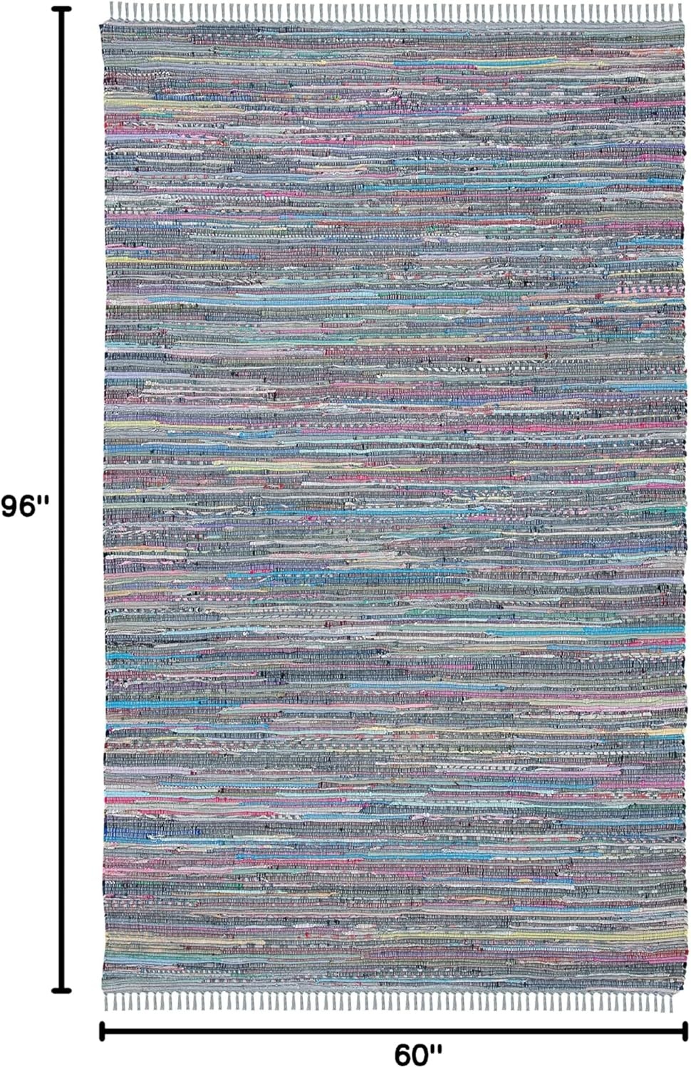 image:imageSAFAVIEH Rag Rug Collection Area Rug 8 x 10 Ivory amp Multi Handmade Boho Stripe Cotton Ideal for High Traffic Areas in Living Room Bedroom RAR121GAquaMulti