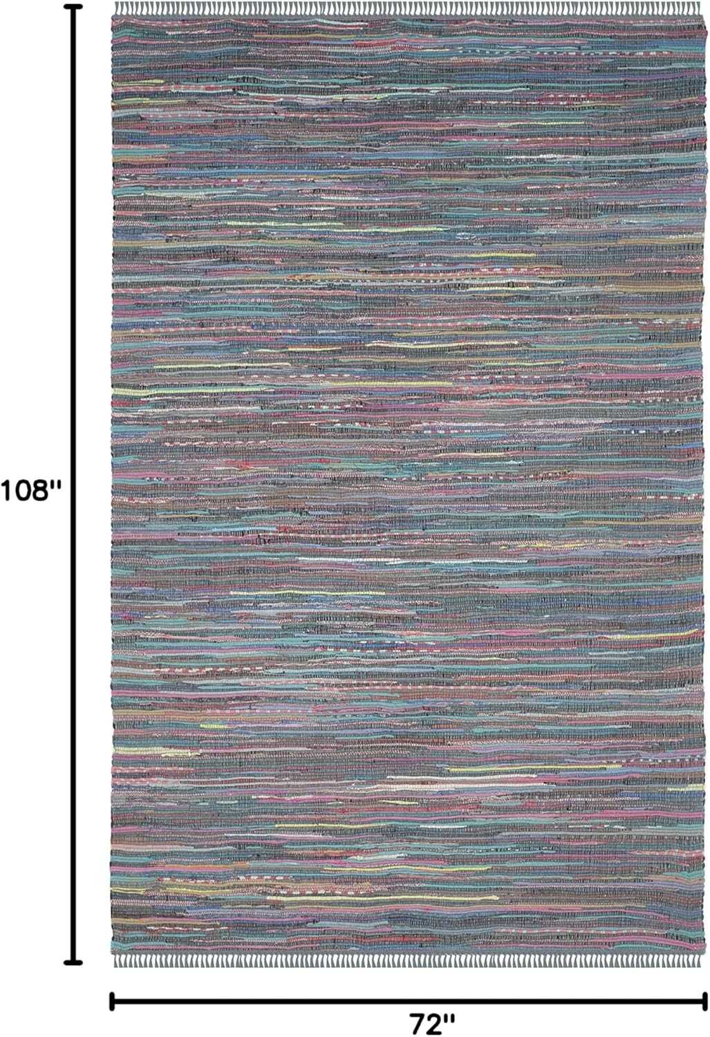 image:imageSAFAVIEH Rag Rug Collection Area Rug 8 x 10 Ivory amp Multi Handmade Boho Stripe Cotton Ideal for High Traffic Areas in Living Room Bedroom RAR121GAquaMulti
