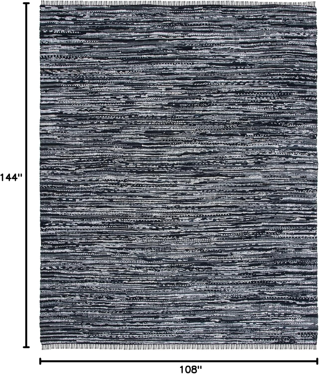 image:imageSAFAVIEH Rag Rug Collection Area Rug 8 x 10 Ivory amp Multi Handmade Boho Stripe Cotton Ideal for High Traffic Areas in Living Room Bedroom RAR121GBlack