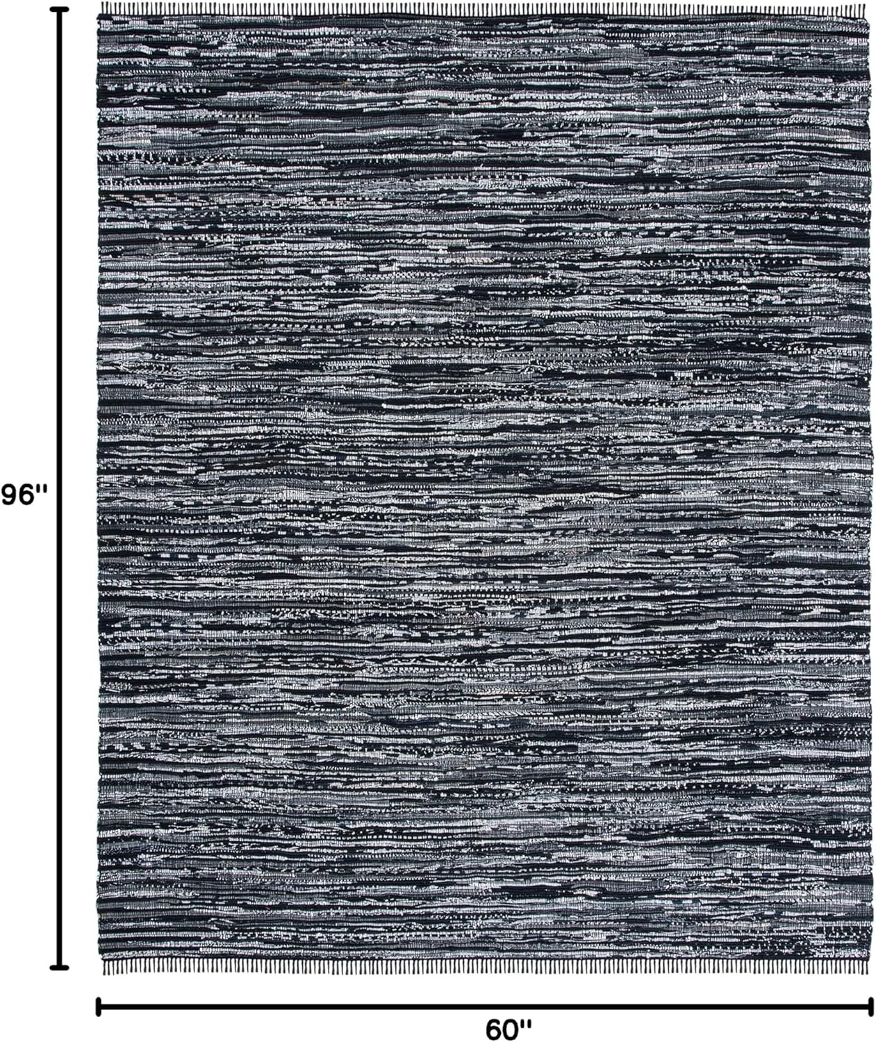 image:imageSAFAVIEH Rag Rug Collection Area Rug 8 x 10 Ivory amp Multi Handmade Boho Stripe Cotton Ideal for High Traffic Areas in Living Room Bedroom RAR121GBlack