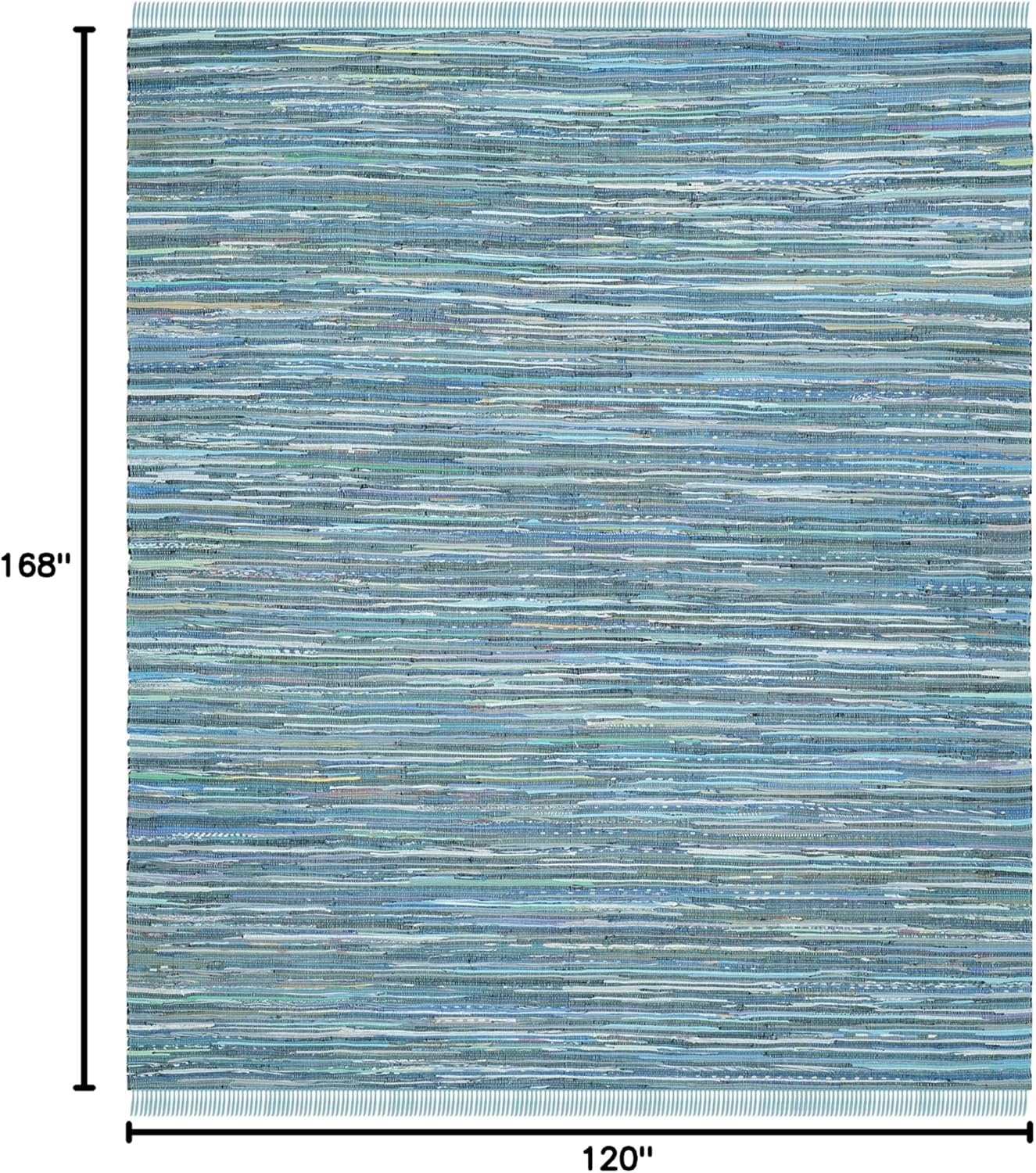 image:imageSAFAVIEH Rag Rug Collection Area Rug 8 x 10 Ivory amp Multi Handmade Boho Stripe Cotton Ideal for High Traffic Areas in Living Room Bedroom RAR121GBlueMulti