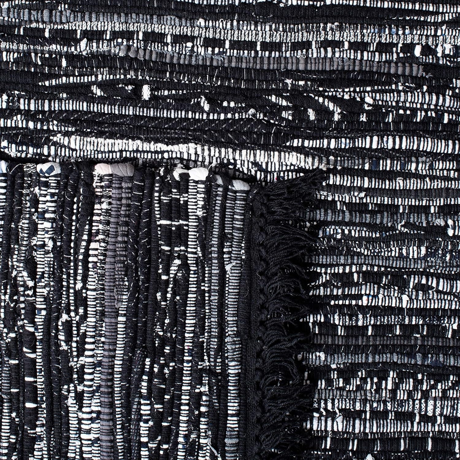 image:imageSAFAVIEH Rag Rug Collection Area Rug 8 x 10 Ivory amp Multi Handmade Boho Stripe Cotton Ideal for High Traffic Areas in Living Room Bedroom RAR121GBlack