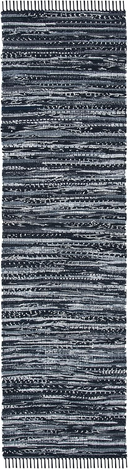 image:imageSAFAVIEH Rag Rug Collection Area Rug 8 x 10 Ivory amp Multi Handmade Boho Stripe Cotton Ideal for High Traffic Areas in Living Room Bedroom RAR121GBlack