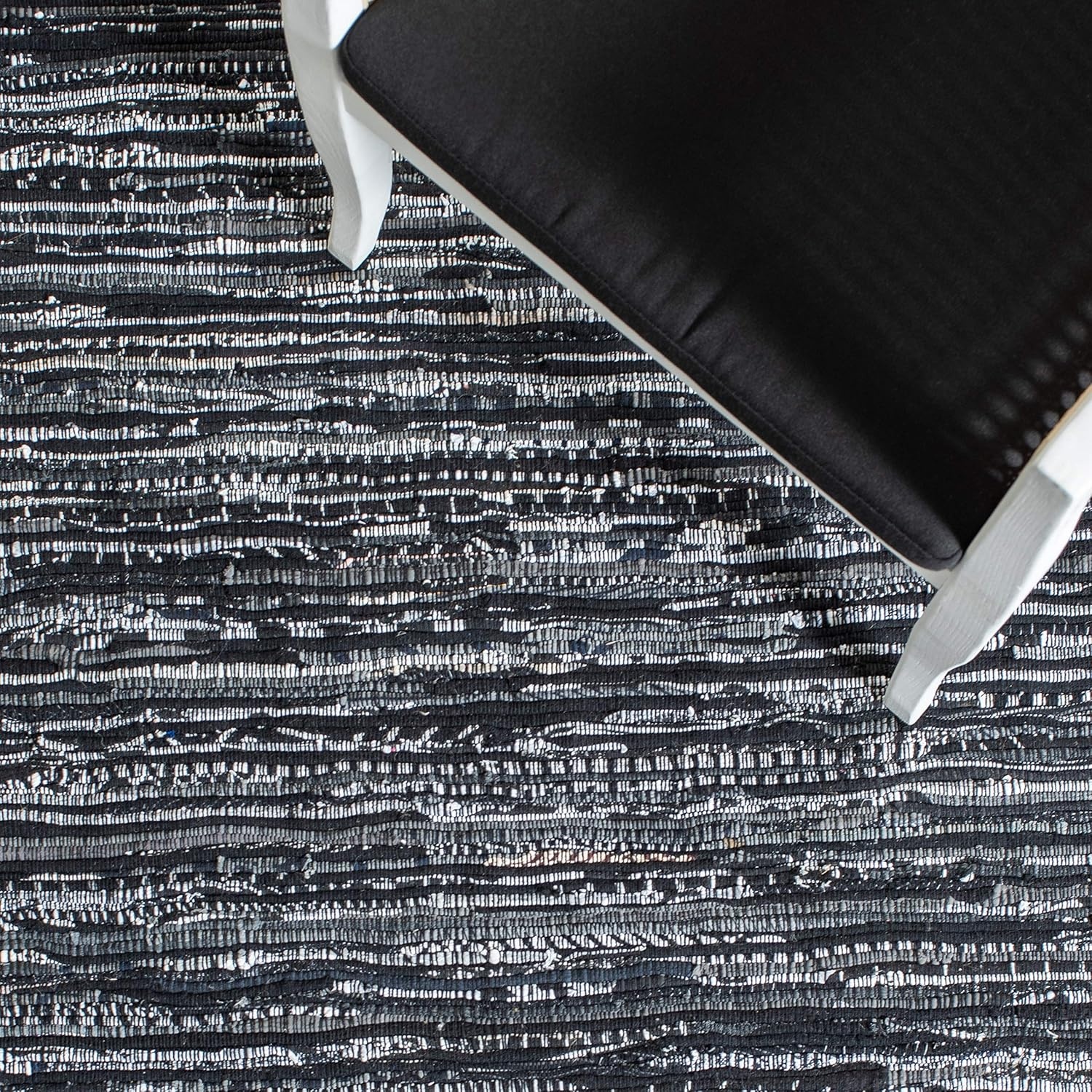 image:imageSAFAVIEH Rag Rug Collection Area Rug 8 x 10 Ivory amp Multi Handmade Boho Stripe Cotton Ideal for High Traffic Areas in Living Room Bedroom RAR121GBlack