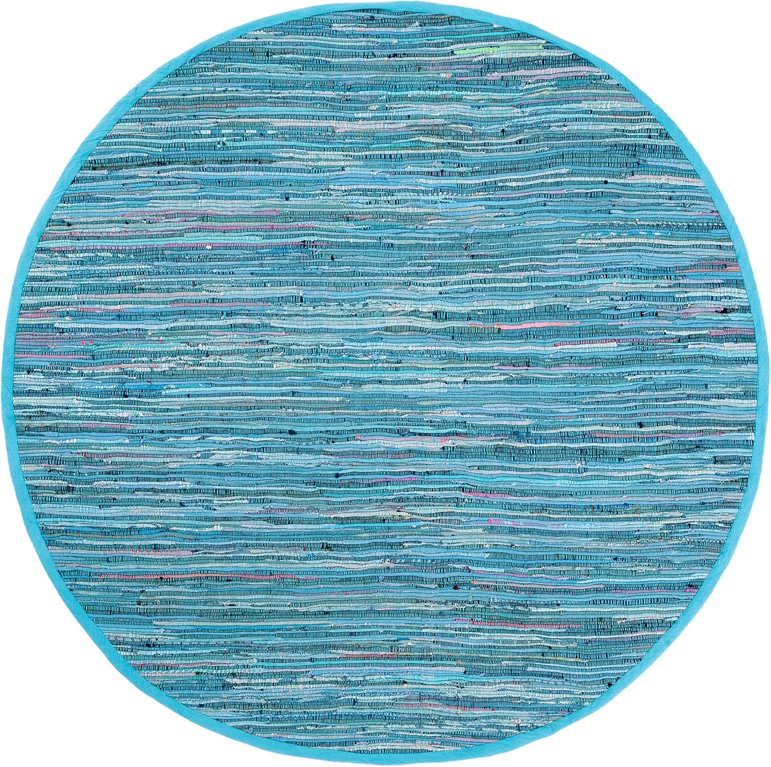 image:imageSAFAVIEH Rag Rug Collection Area Rug 8 x 10 Ivory amp Multi Handmade Boho Stripe Cotton Ideal for High Traffic Areas in Living Room Bedroom RAR121GBlueMulti