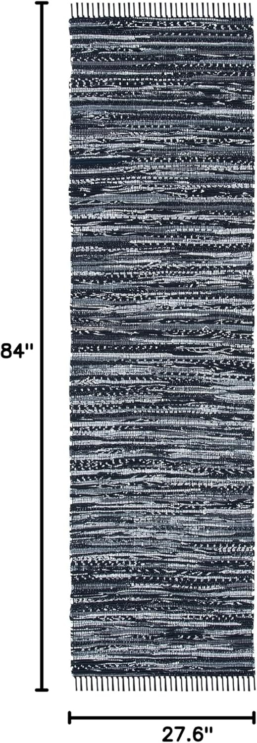 image:imageSAFAVIEH Rag Rug Collection Area Rug 8 x 10 Ivory amp Multi Handmade Boho Stripe Cotton Ideal for High Traffic Areas in Living Room Bedroom RAR121GBlack