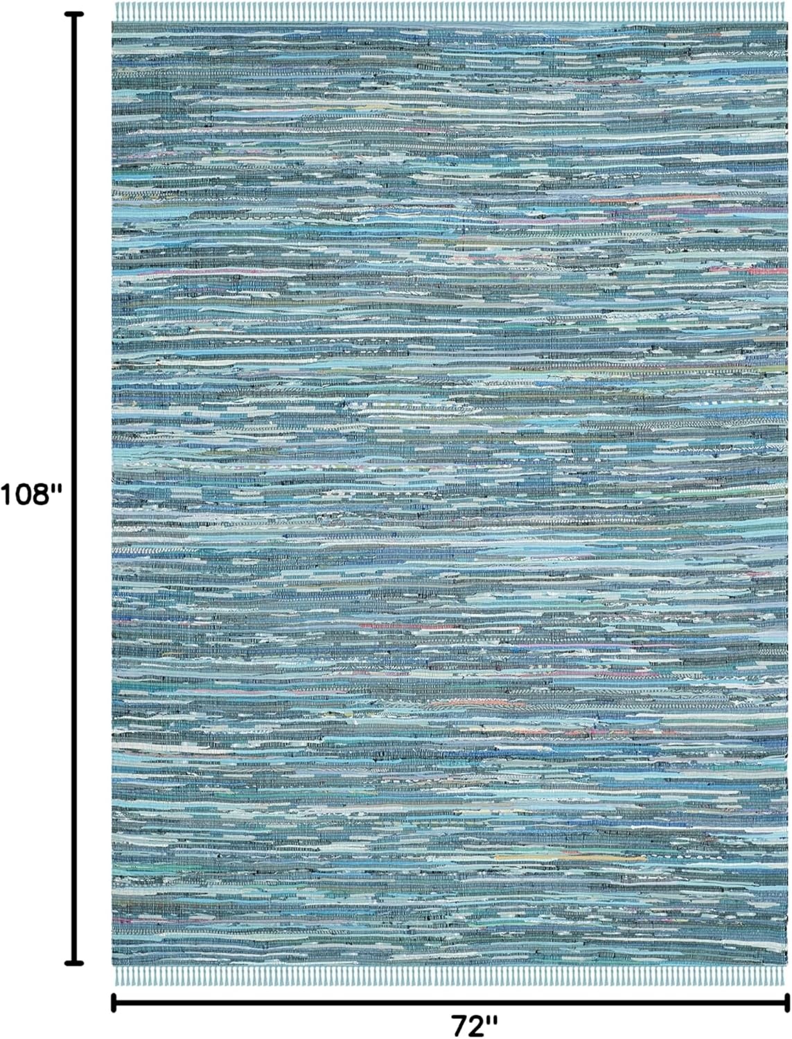 image:imageSAFAVIEH Rag Rug Collection Area Rug 8 x 10 Ivory amp Multi Handmade Boho Stripe Cotton Ideal for High Traffic Areas in Living Room Bedroom RAR121GBlueMulti