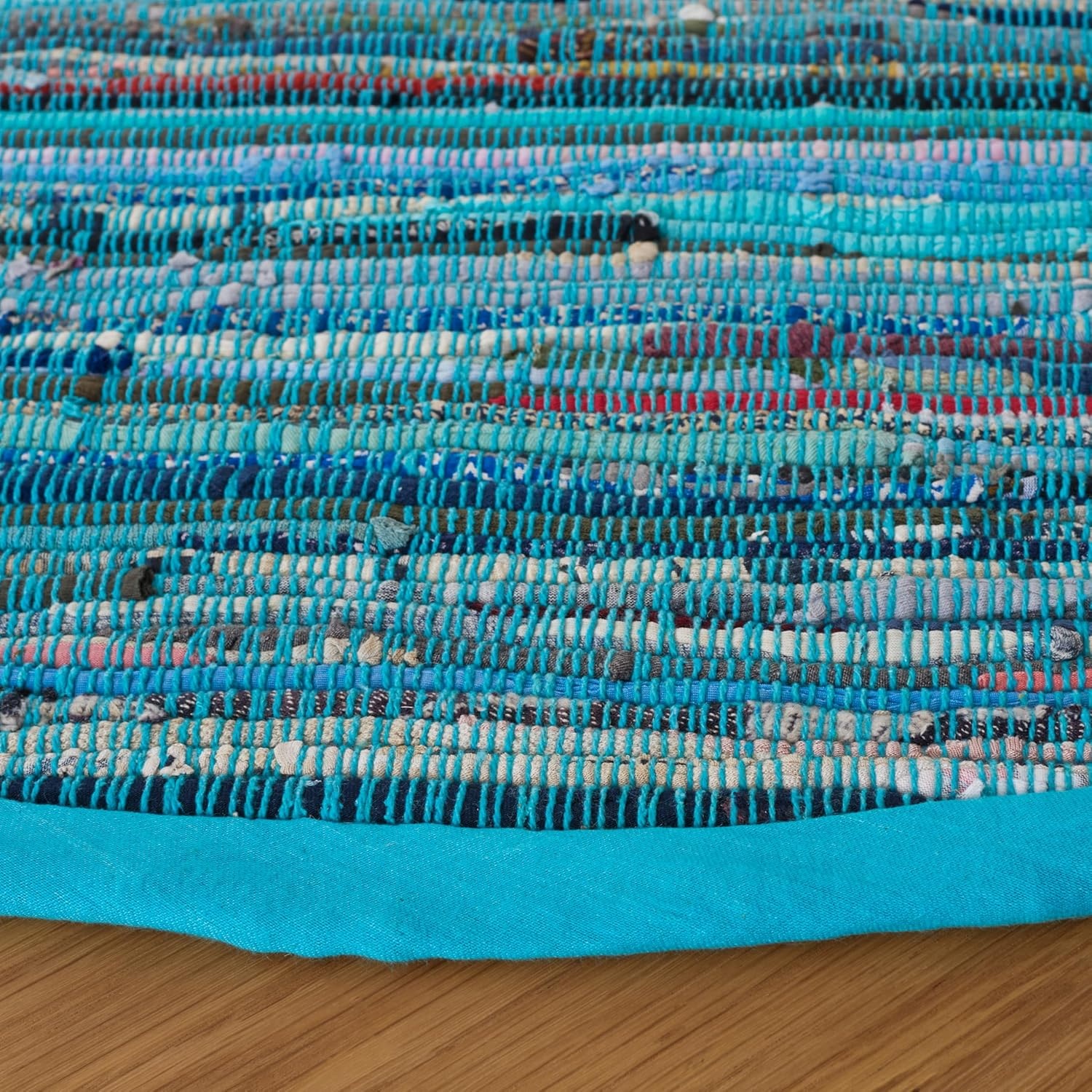 image:imageSAFAVIEH Rag Rug Collection Area Rug 8 x 10 Ivory amp Multi Handmade Boho Stripe Cotton Ideal for High Traffic Areas in Living Room Bedroom RAR121GBlueMulti