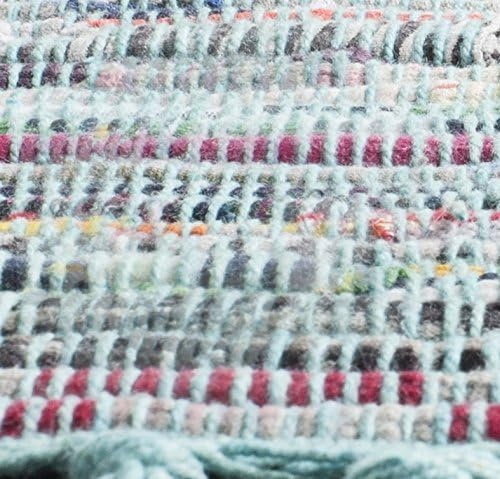 image:imageSAFAVIEH Rag Rug Collection Area Rug 8 x 10 Ivory amp Multi Handmade Boho Stripe Cotton Ideal for High Traffic Areas in Living Room Bedroom RAR121GBlueMulti