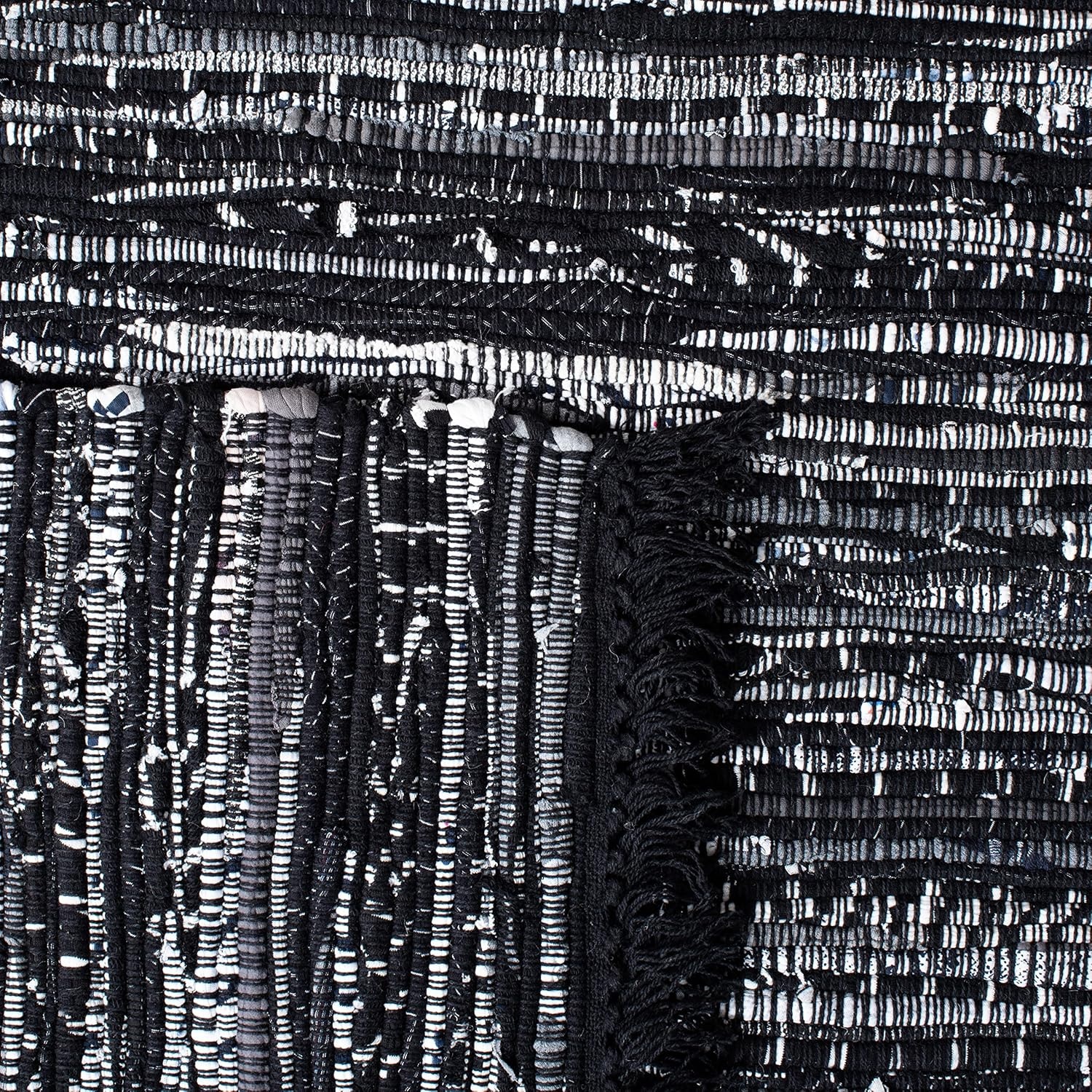 image:imageSAFAVIEH Rag Rug Collection Area Rug 8 x 10 Ivory amp Multi Handmade Boho Stripe Cotton Ideal for High Traffic Areas in Living Room Bedroom RAR121GBlack